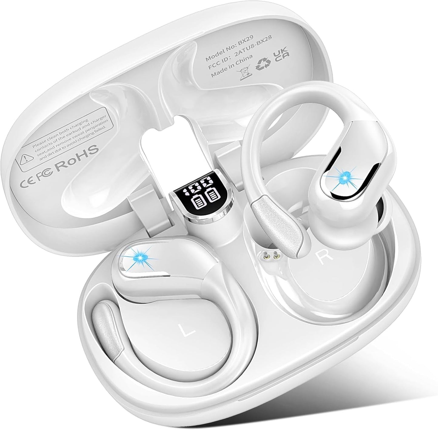 Wireless Earbuds Sport Bluetooth Headphones 5.4, 2025 Bluetooth Earbuds 4 HD Mic, 75Hrs Stereo, Over-Ear Buds with Earhooks ENC Noise Canceling Earphones, IP7 Waterproof Headset for Workout/Running