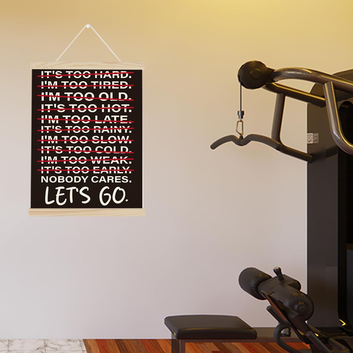 Gym Motivational Posters College Dorm Posters Gifts for Guys Friends Nobody Cares Lets Go Gym Flag Wall Art Decor Sign for Home Gym Bedroom Office