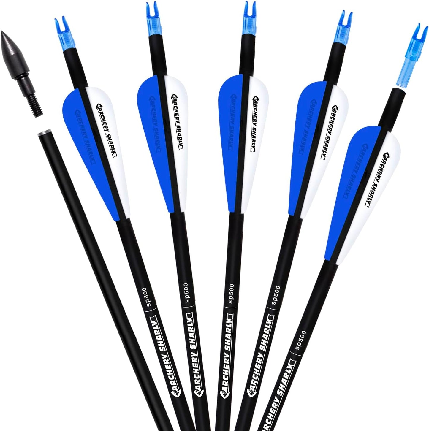 30Inch Carbon Hunting Arrow Targeting Practice Arrows with Removable Tips and Adjustable Nocks for Compound & Recurve Bow (Pack of 12)