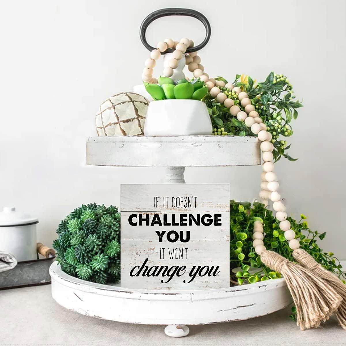 Rustic Uplifting Fitness Wood Box Sign Motivational Workout Wooden Box Sign Farmhouse Home Home Gym Desk Shelf Decor Gym Buddy Gift (5 X 5 Inch)