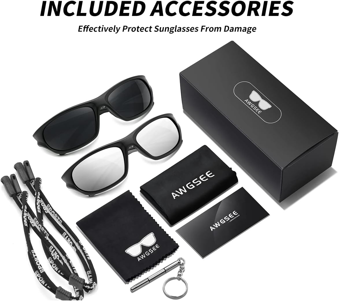 Polarized Sports Sunglasses for Men,TR90 Unbreakable Frame Sunglasses for Fishing Driving Cycling UV400 Protection