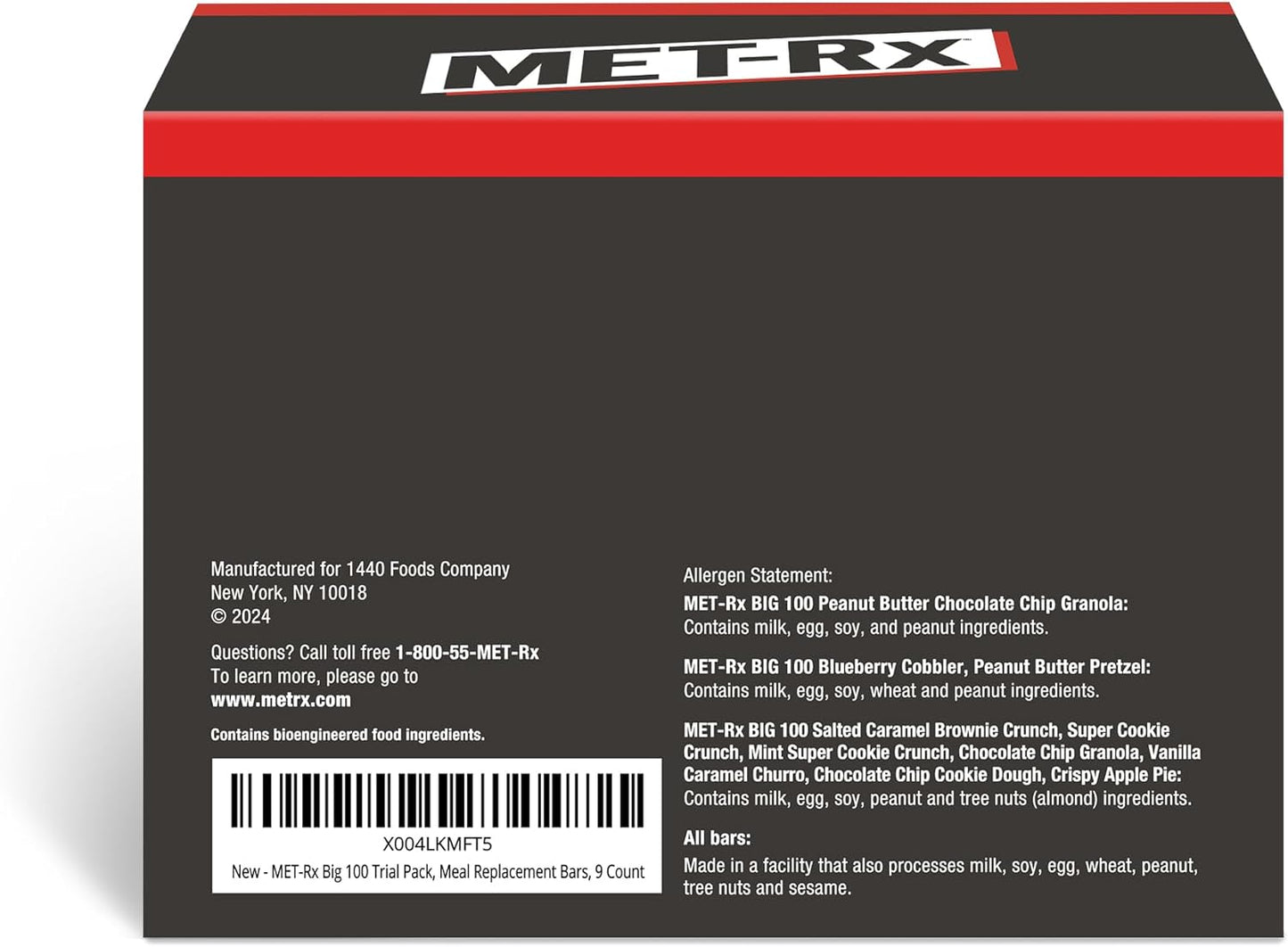 MET-Rx Big 100 Trial Pack, Meal Replacement Bars, 9 Count