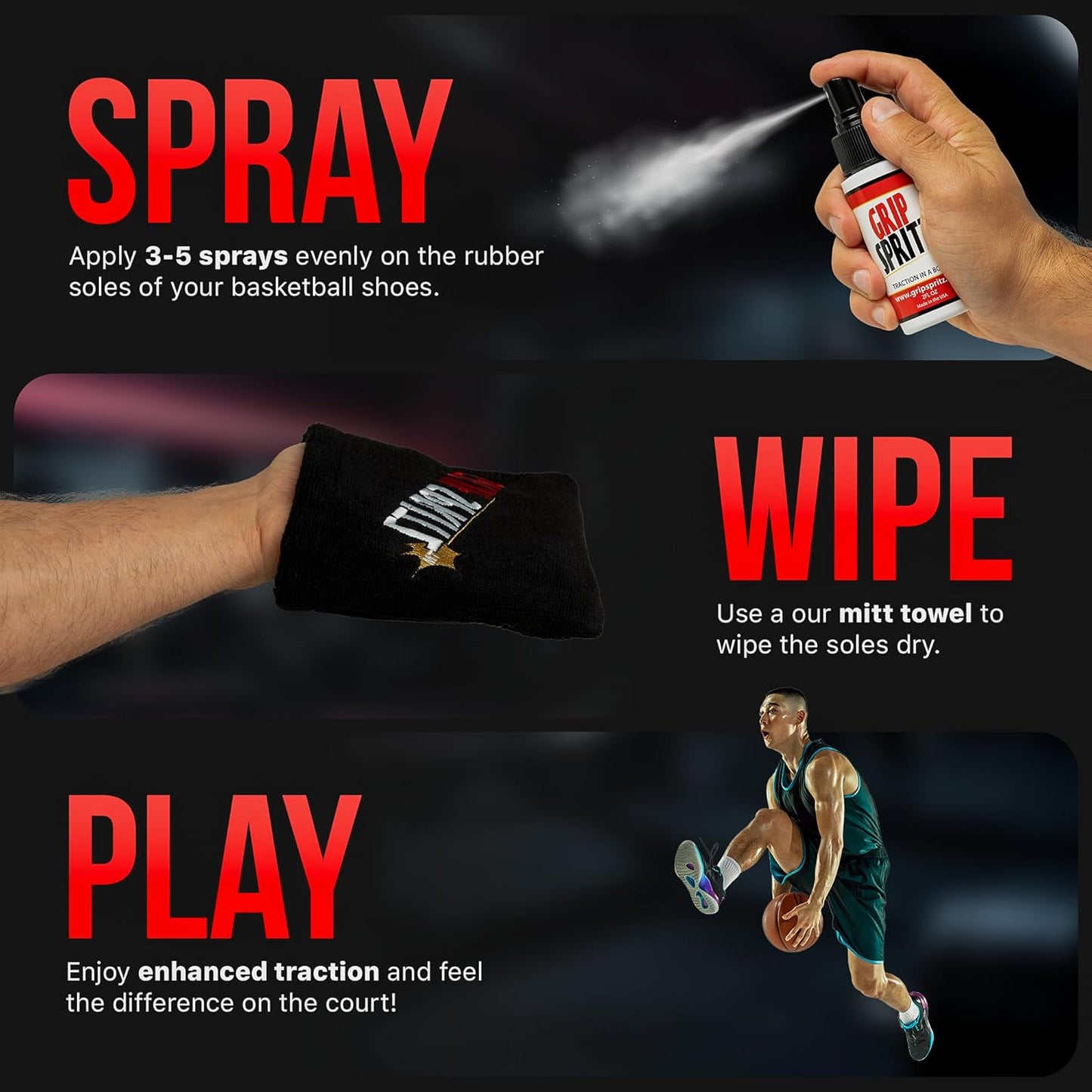 Basketball Shoe Grip Spray - Improve Sole Traction & Court Grip - Rejuvenate & Elongate Sneaker Life - Anti Slip Grip & Performance Enhancer - Basketball Accessory