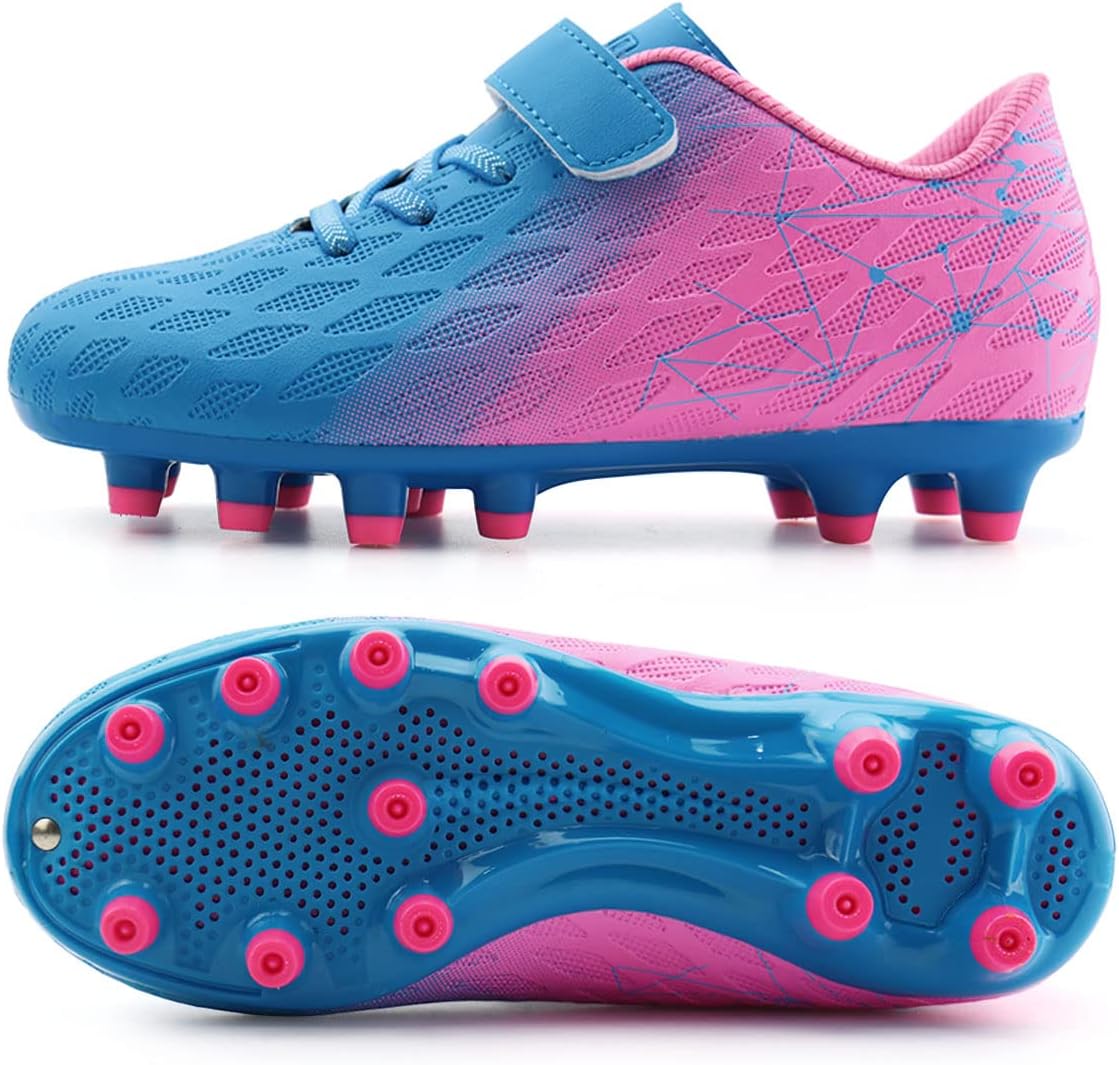 brooman Kids Firm Ground Soccer Cleats Boys Girls Athletic Outdoor Football Shoes