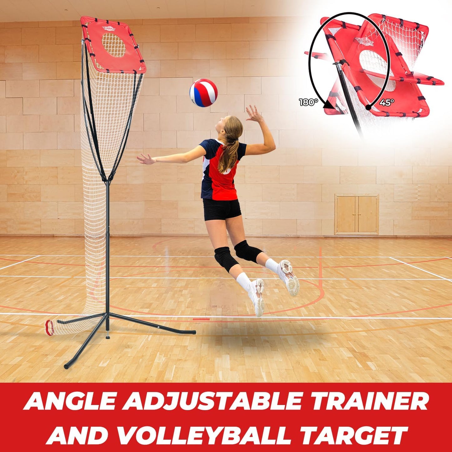Volleyball Setter Training Net,Height & Angle Adjustable Volleyball Training Net with Metal Frame,Tripod Base for Indoor and Outdoor,Volleyball Training Equipment for Setting,Serving,Spiking