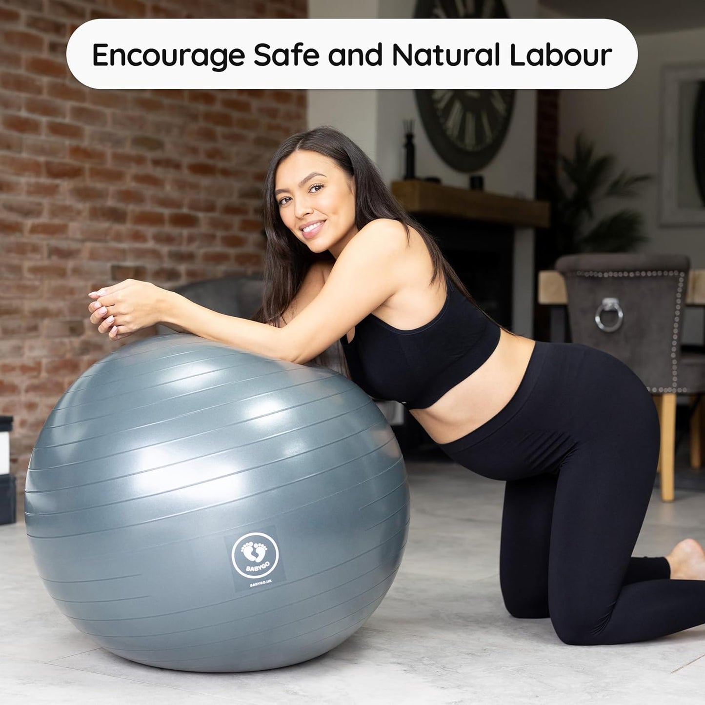 BABYGO® Birthing Ball for Pregnancy & Labor + Our Award Winning Book - Exercise, Birth & Recovery Plan, 5X Stronger Than a Yoga Ball with Eco Friendly Material