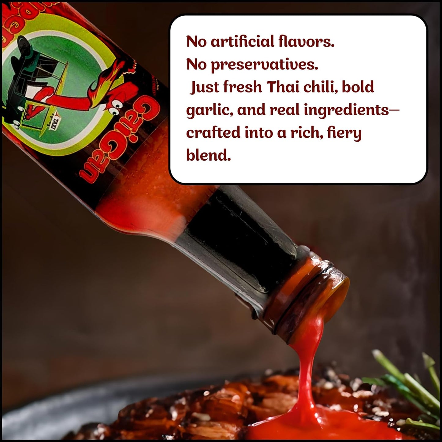 GaiGan - Thai Chili Super Spicy Hot Sauce Dip & Glaze, All Natural Gluten Free Vegan Condiments with Low Sodium & No Preservatives, 150 mL