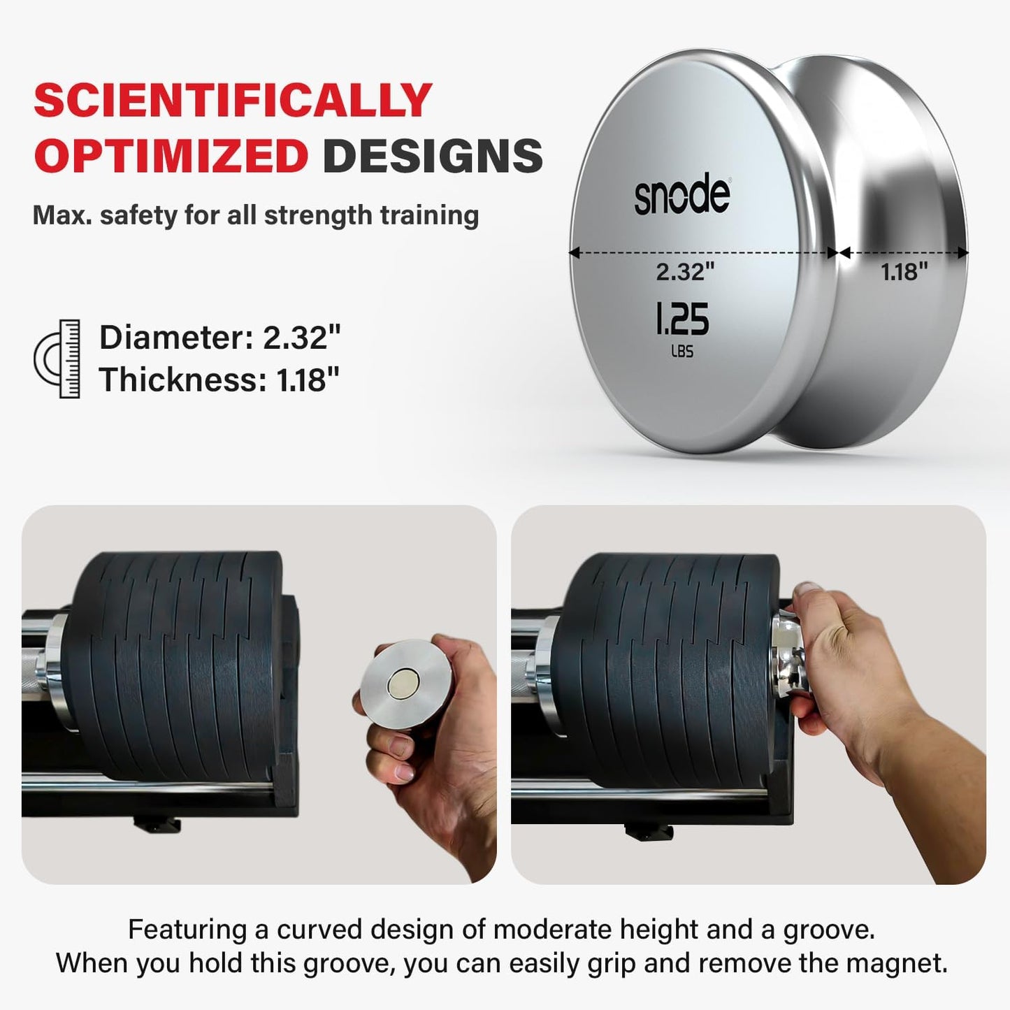 SNODE AD80 Drop Proof 80 lbs Adjustable Dumbbell Set -Adjustable Weights with Cast Iron Plates and Cradle, Knurled Handle, Fast Adjust, Compact Home Gym Equipment for Bench & Press