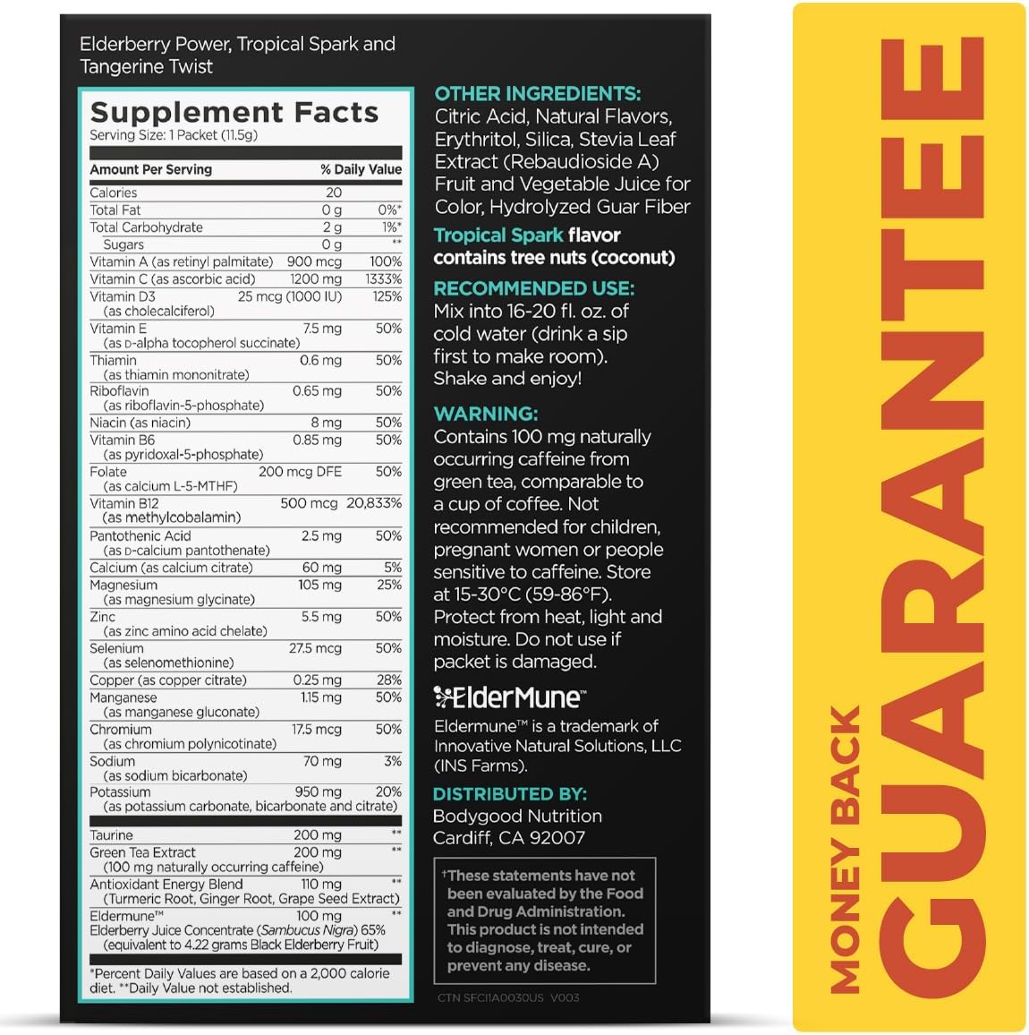 Pureboost Immune Clean Energy Booster, Refreshing Energy Drink Mix and Immunity Supplement with Elderberry, 1,200 mg Vitamin C, Vitamins A + D, and Zinc. Sugar-Free (Combo Pack, 30 Count)