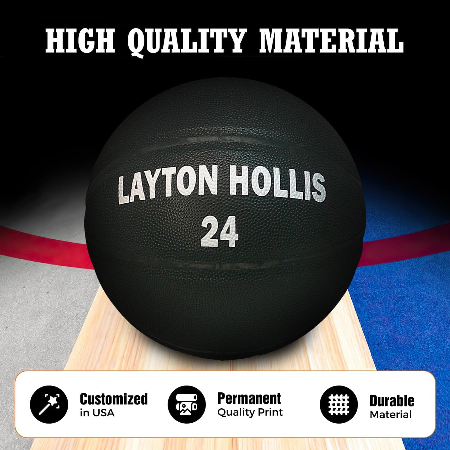 HAMMET Personalized Basketball – Customized Basketball with Your Name or Text – Multiple Colors, Fonts & Designs Available – Durable for Indoor and Outdoor - Ideal Gift for Son, Daughter, Boy or Girl