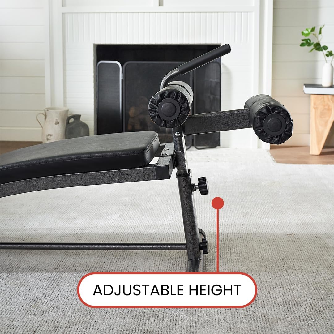 Finer Form Gym-Quality Sit Up Bench with Reverse Crunch Handle - Curved Ab Workout Bench for Your Home Gym. More Effective than an Ab Machine or Ab Roller. Get Abdominal Weight Bench for Decline Bench Press Right in Your Home Gym.