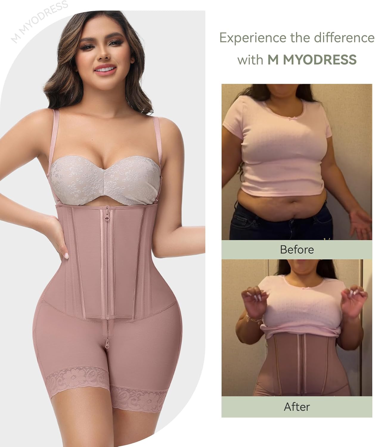 M MYODRESS Fajas Colombianas Moldeadoras Shapewear for Women Tummy Control Body Shaper Post Surgery Compression Garment