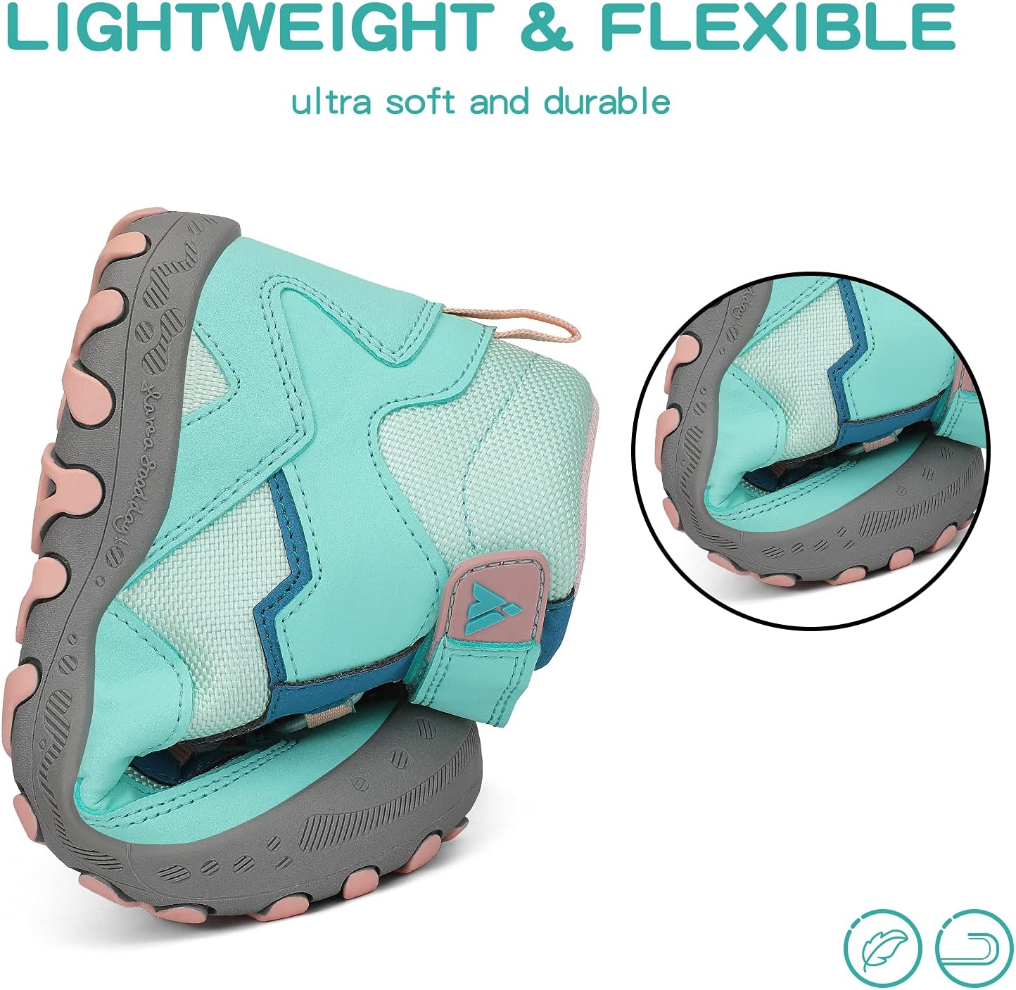 Mishansha Kids Water Resistant Hiking Boots, Boys Girls Anti Collision Anti-Skid Athletic Outdoor Adventure Trekking Shoes