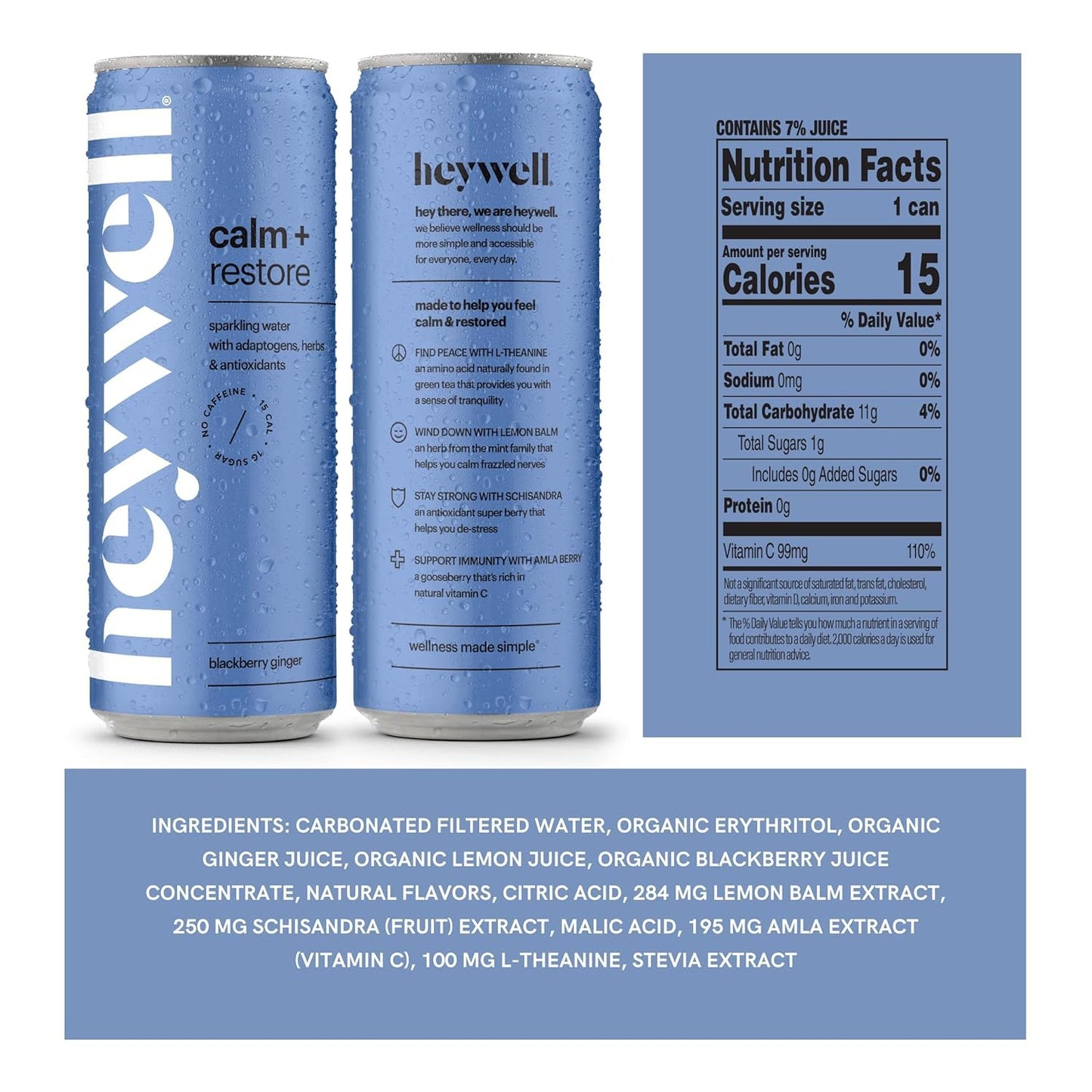 Heywell Sparkling Adaptogenic, Trial Pack, 12 Fluid Ounce (Pack of 6) - Organic, Non GMO, Vegan, Gluten Free, Dairy Free