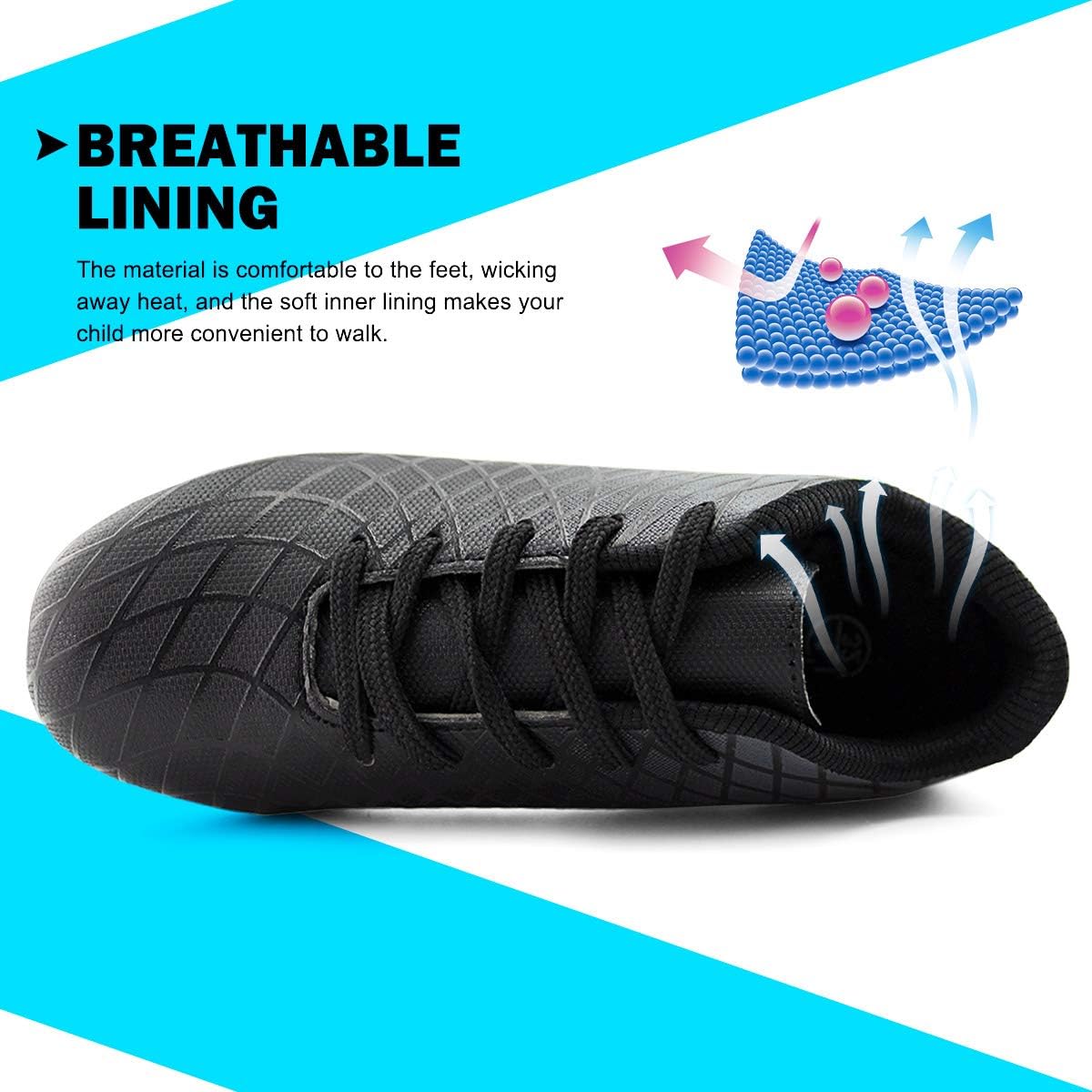 JABASIC Kids Outdoor Soccer Cleats Athletic Firm Ground Football Shoes