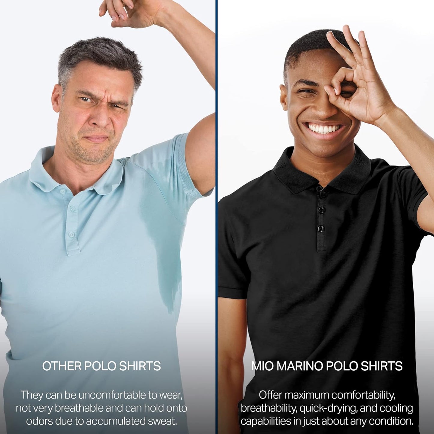 Mio Marino Golf Polo Shirts for Men - Dry Fit - Ultra-Thin Breathable Fabric