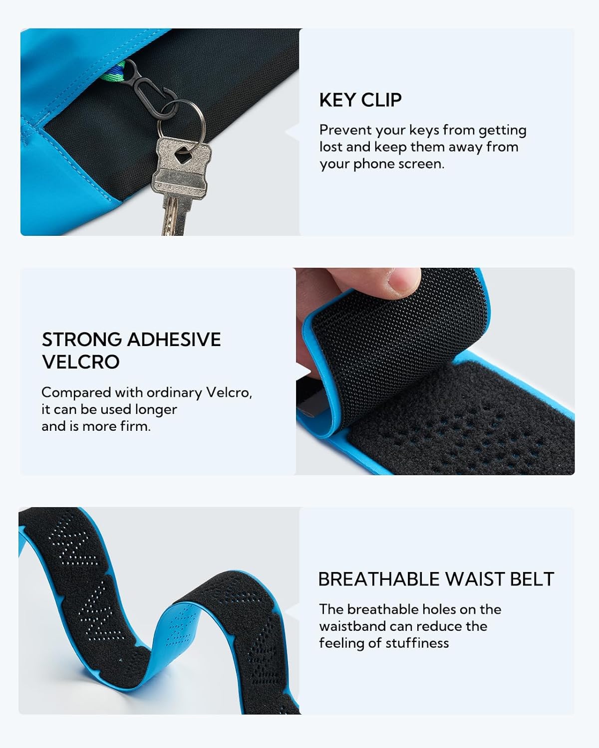 WATERFLY Running Belt Fanny Pack: Slim Waist Bag for Men Women, Workout Fitness Phone Holder for Exercise Marathon Jogging-Blue