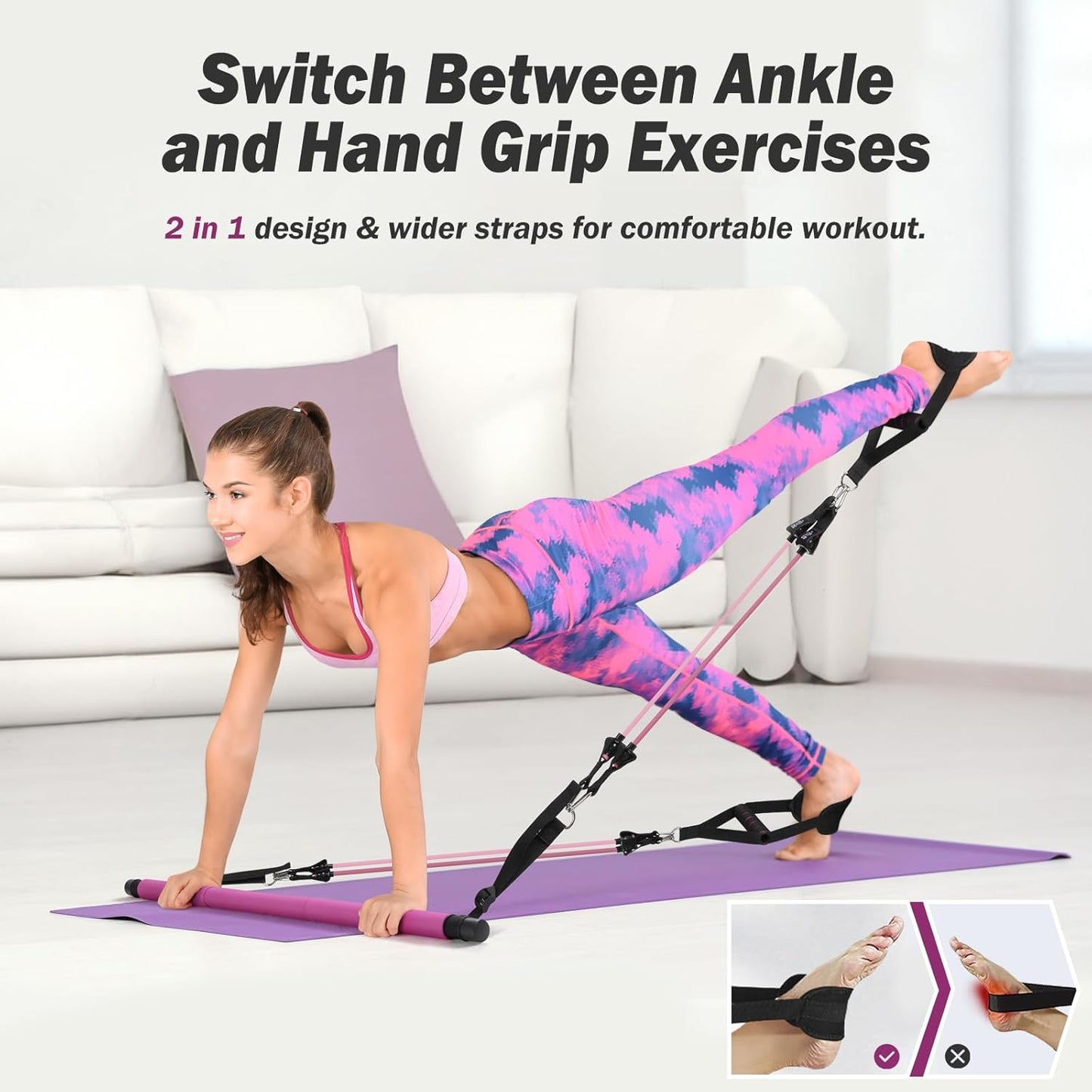 Upgraded Pilates Bar Kit with Resistance Bands Natural Latex for Women & Men, Heavy-Duty Stainless Steel Multifunctional Yoga Pilates Stick for Home Gym Exercise Fitness Equipment Full-Body Workouts