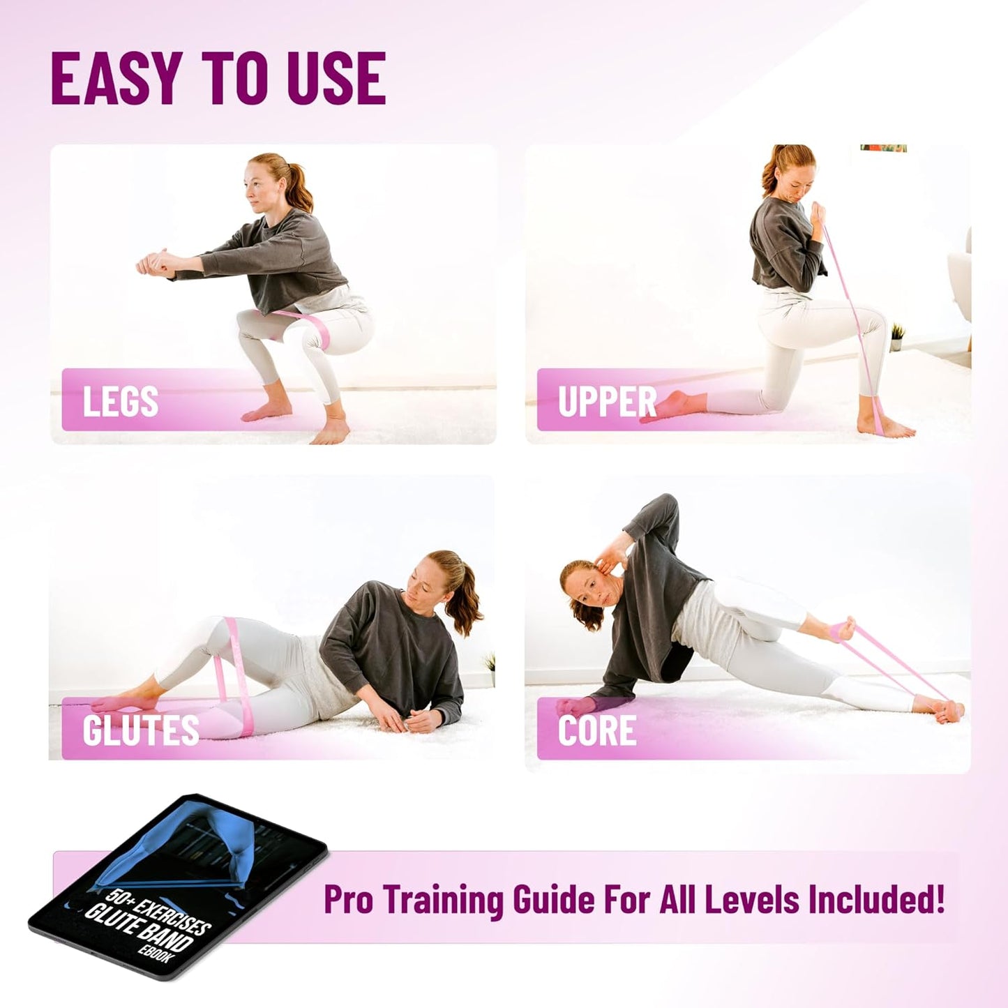 Latex Mini Resistance Bands Sets for Trainers, Bootcamp, Gym for Men and Women in Fun Colors - Ebook, Videos and Workout Chart Included by Iron Core Fitness