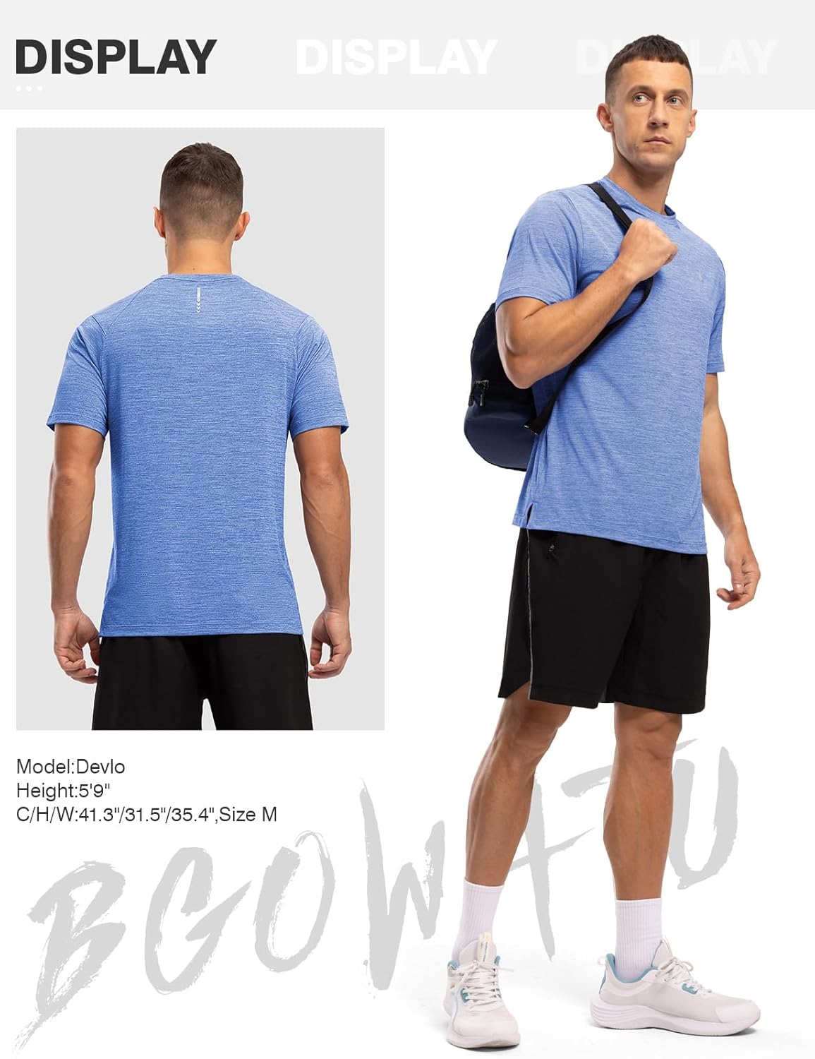 BGOWATU Men's Quick Dry Workout Athletic Shirts Lightweight Tennis Shirts for Men Running Gym Tops