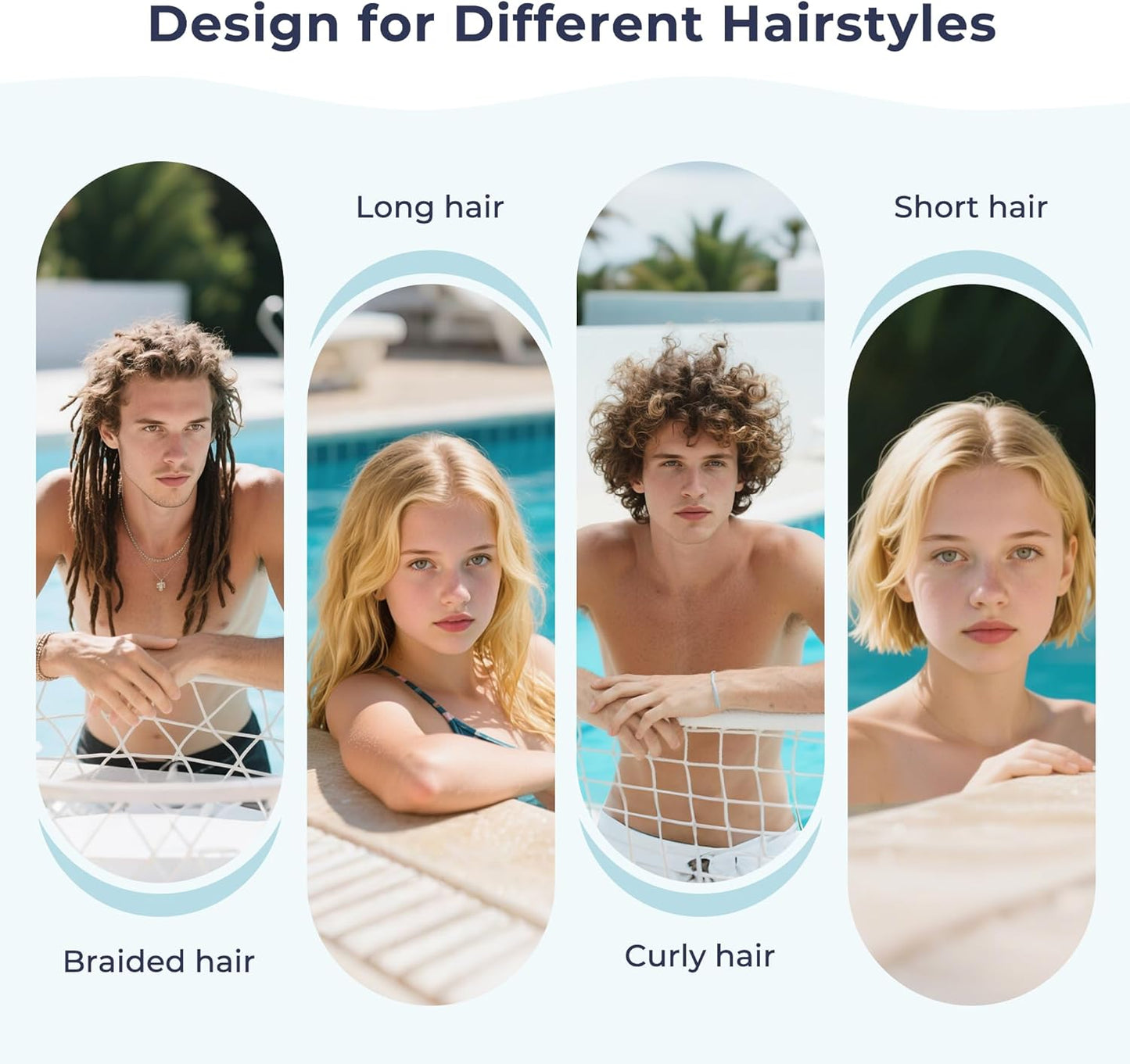 Firesara Fabric Swim Cap, High Elasticity Swimming Cap Keeps Hair Clean Breathable Fit Both Long Hair Short Hair, Swim Caps Woman Girls Men Kids One Size Hat