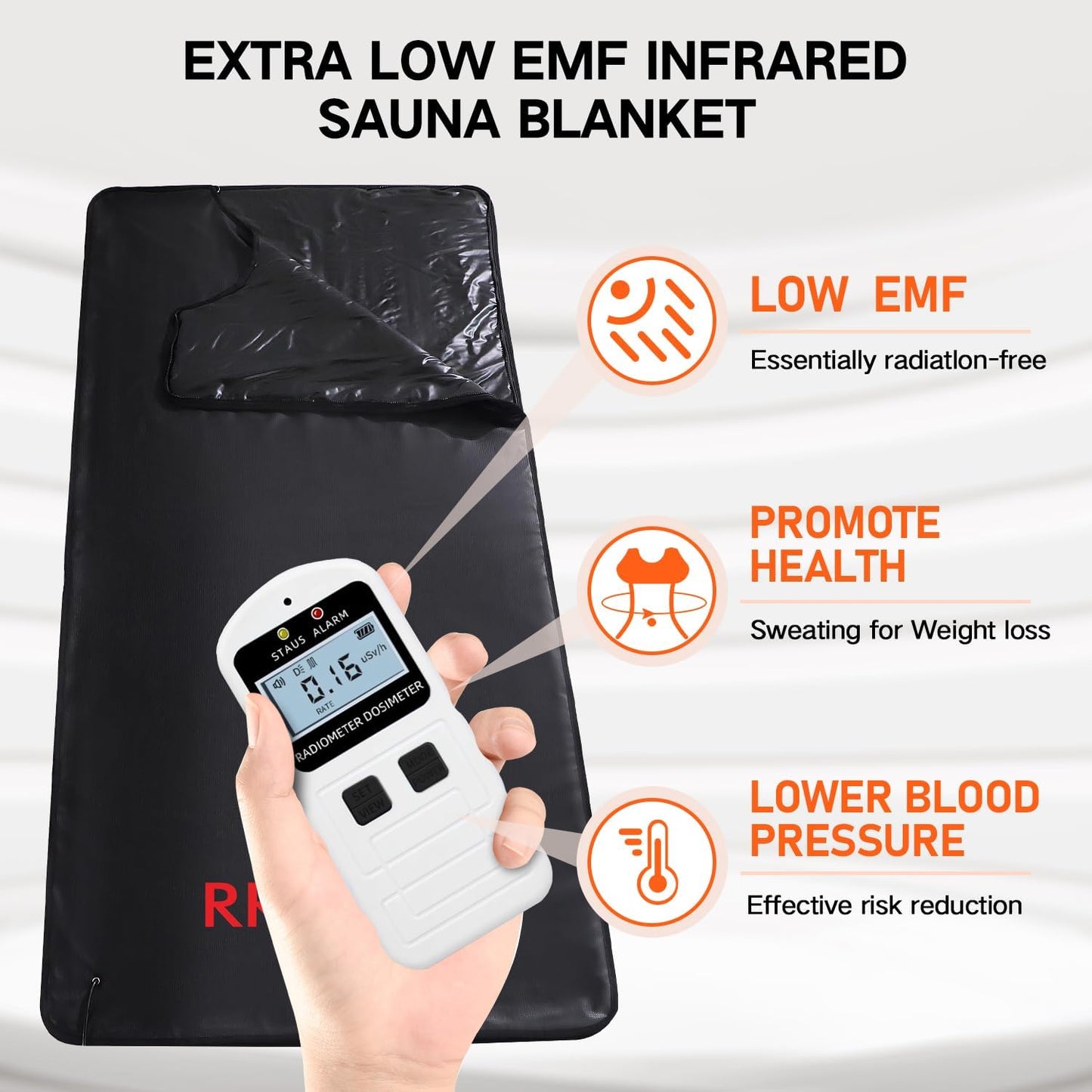 Low EMF Portable Infrared Sauna Blanket,Crystal Therapy Home Relaxation, Adjustable Timer 1-60 Min, 95-167℉ Temp Range, 6 ft x 2.95 ft, Durable PU Leather Cover
