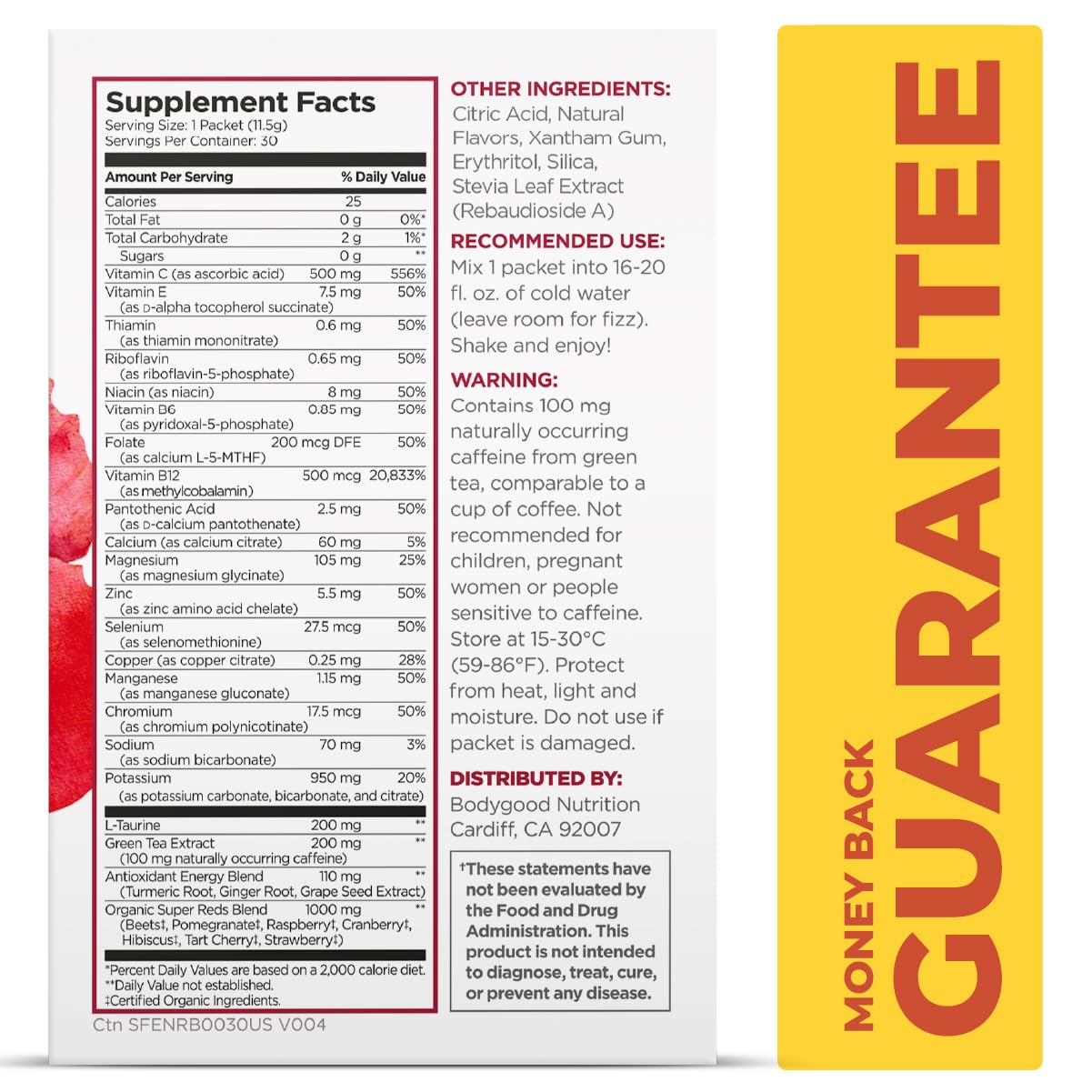 Pureboost Superfoods Clean Energy Booster, Refreshing Energy Drink Mix with 7 Organic Red Superfoods; Beet, Hibiscus, Pomegranate and Vitamins. Sugar-Free, No Sucralose (Red Burst, 30 Count)