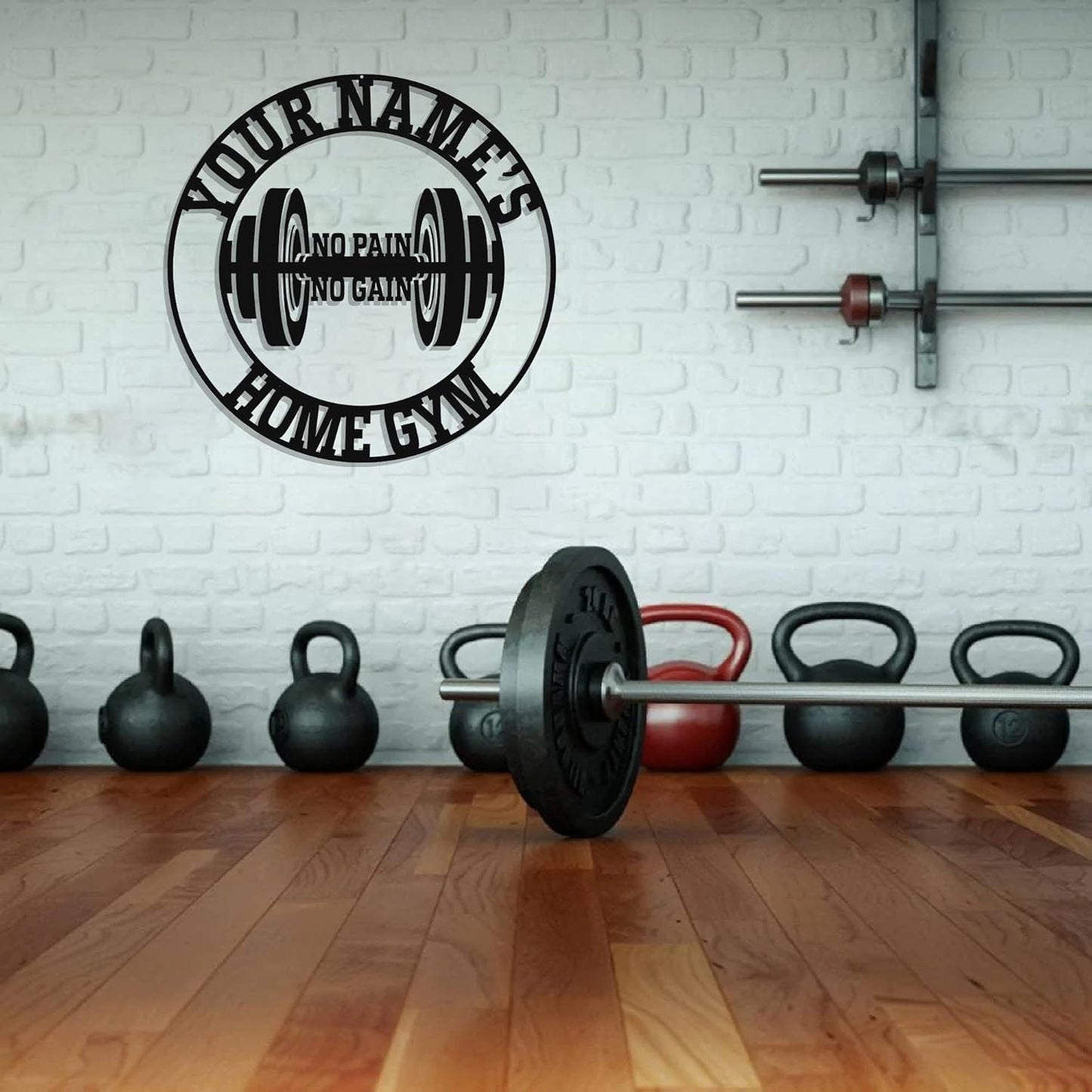 Personalized Home Gym LED Tin Metal Sign Multiple Sizes, Gym Sign Wall Decor, Exercise Workout Room Decor Fitness Center, Motivational Inspirational Hanging Wall Art Wall Plaque (03 w/o lights)