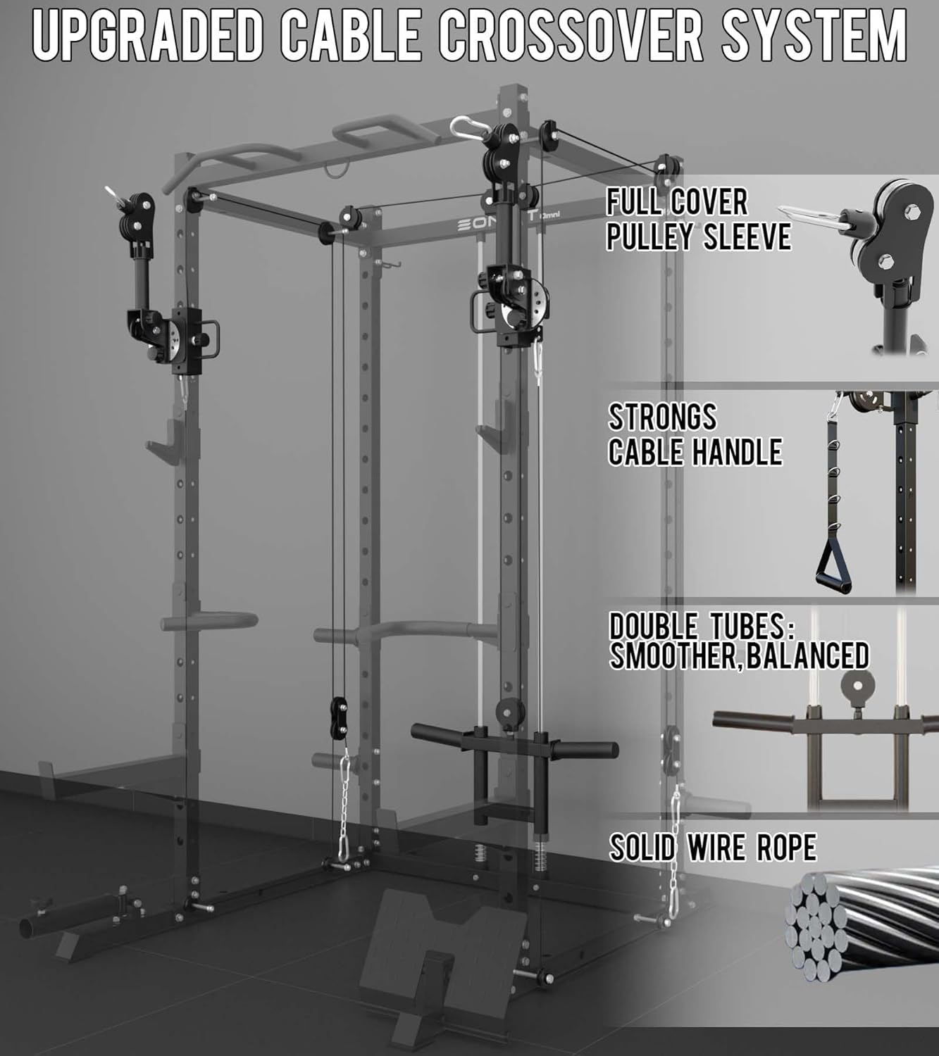 Eonfit E2 Power Cage,1500LB Squat Rack with Cable Crossover System.Multi-Function Power Rack for Home Gum.All-in-One Squat Rack with More Training Attachments