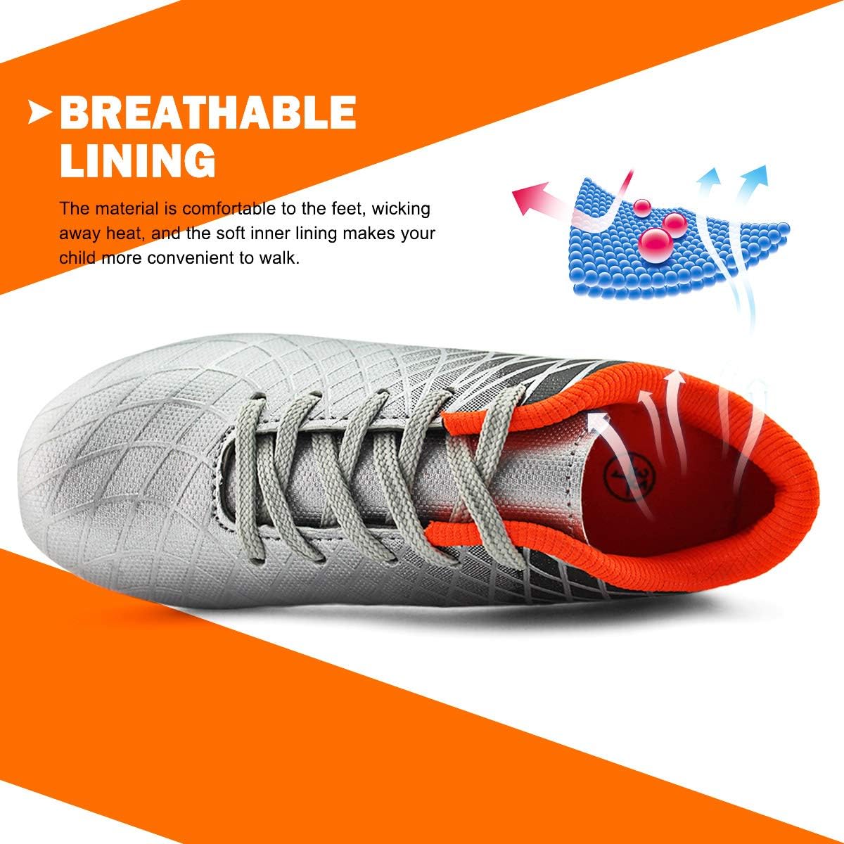 JABASIC Kids Outdoor Soccer Cleats Athletic Firm Ground Football Shoes