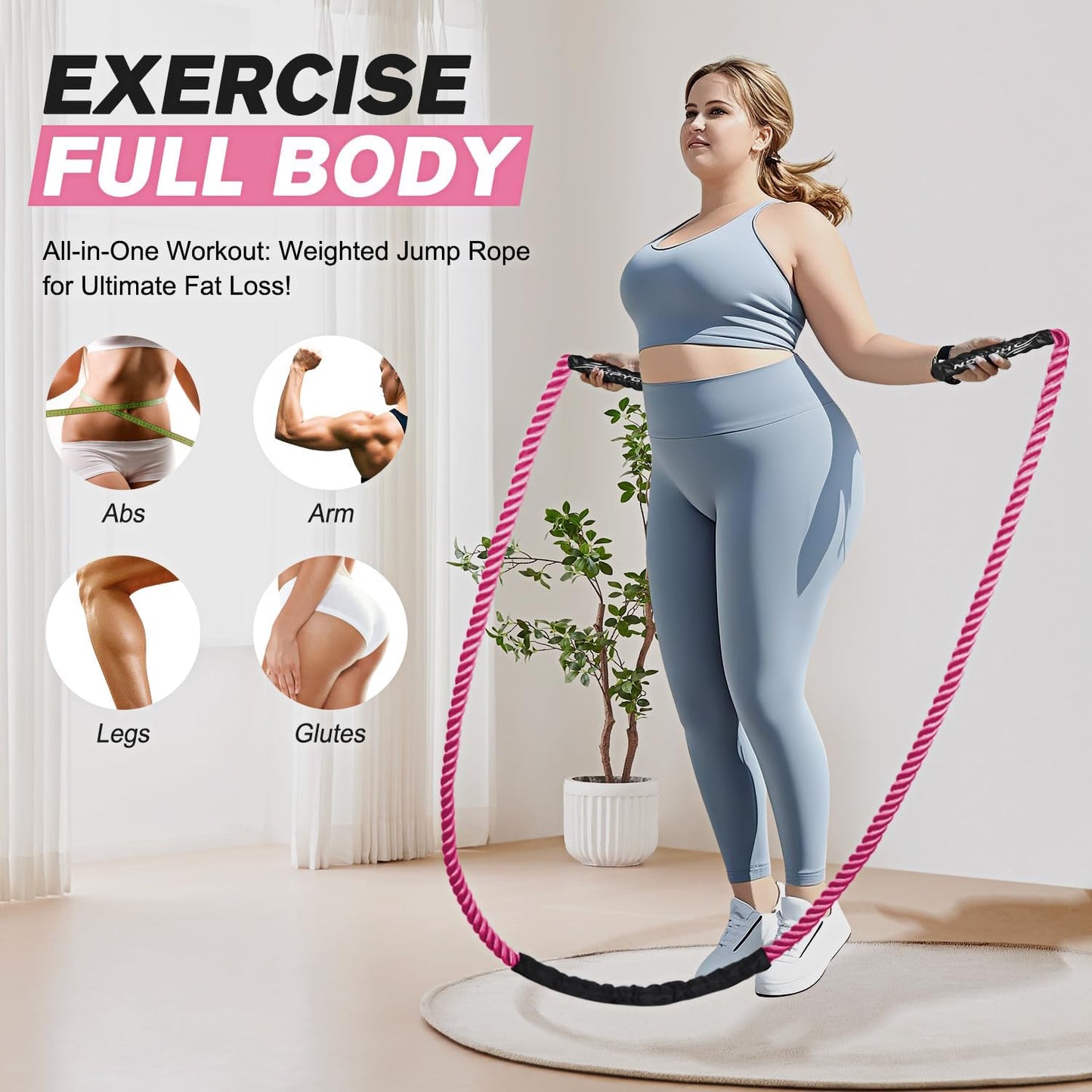 HPYGN Jump Rope, Weighted Jump Rope for Men women, 2.8lb 3.8lb 5lb Heavy Skipping Rope for Exercise, Adult Jumpropes for Home Workout, Improve Strength and Building Muscle,Total Body Workout Equipment