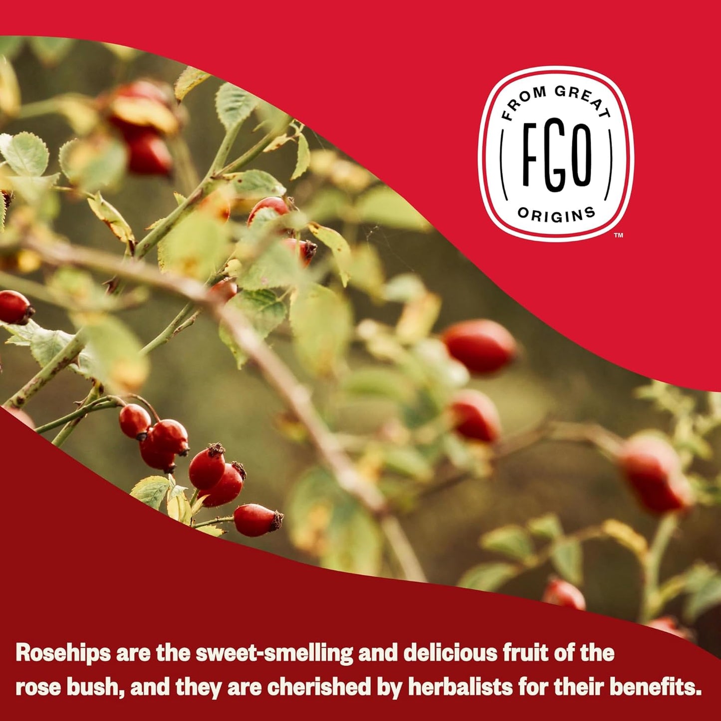 FGO Organic Rosehips Tea, Cut and Sifted, 16 Ounce Resealable Bag, Packaging May Vary (Pack of 1)