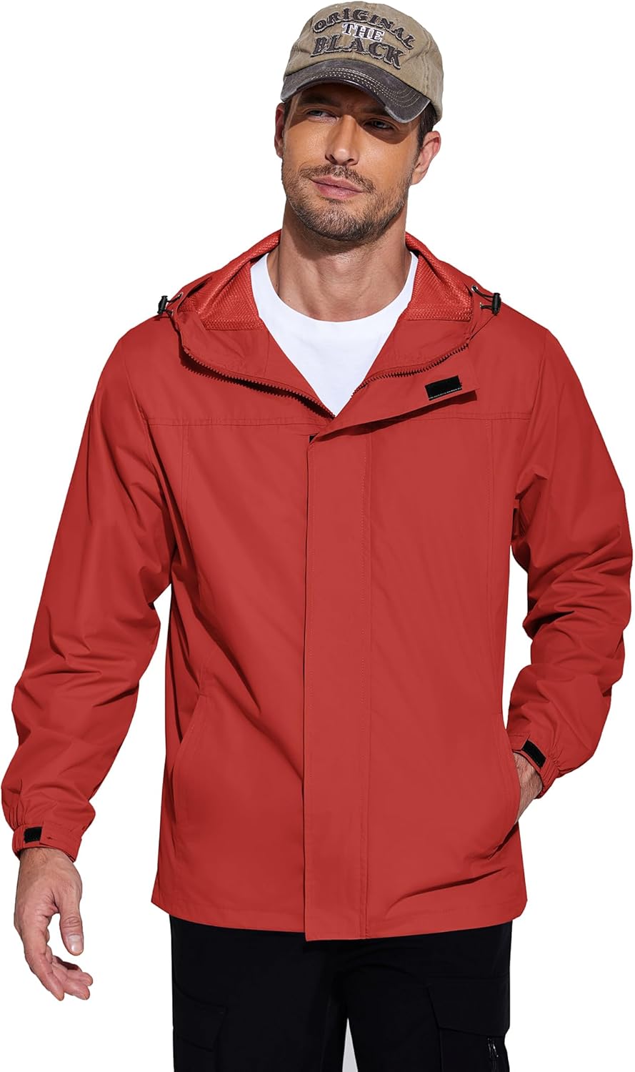 COOFANDY Men's Rain Jacket Waterproof With Hood Lightweight Packable Shell Raincoat Windbreaker For Cycling Golf Travel