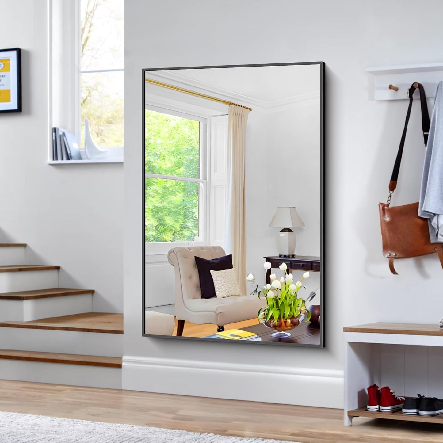 Bathroom Mirror,60x40 inch Bathroom Mirrors for Over Sink,Large Wall Mirror for Bathroom Wall Mounted Rectangle Mirrors,Black Vanity Mirror for Living Room,Bedroom Entryway,Horizontal/Vertical