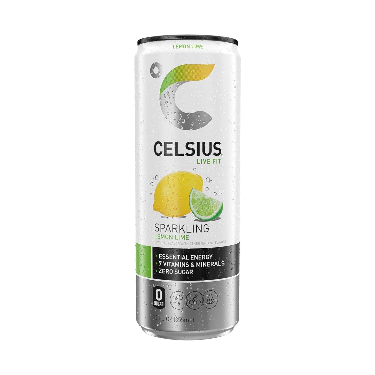 CELSIUS Sparkling Lemon Lime, Sugar Free Energy Drink, 12 Fl Oz (Pack of 12)