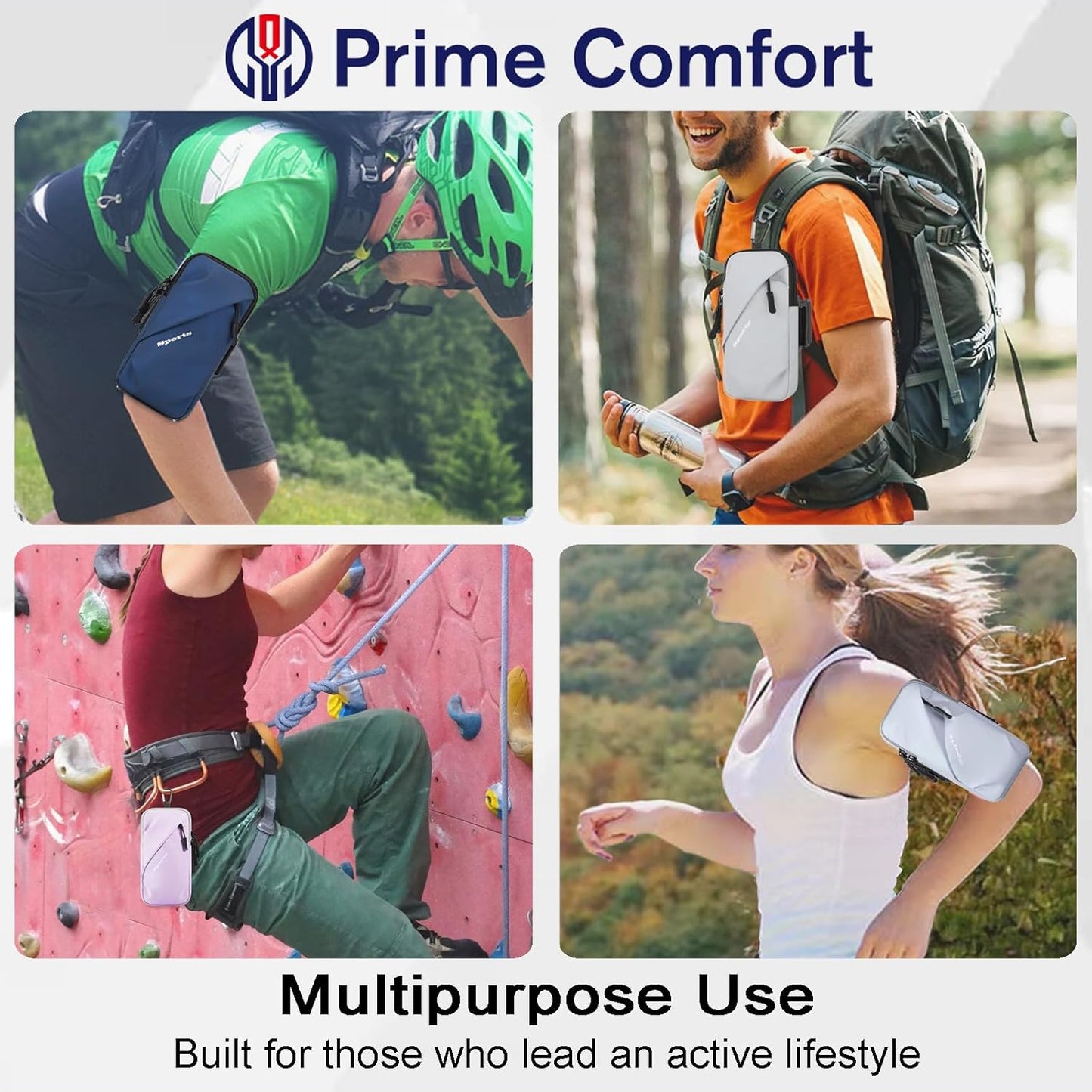 Cell Phone Carrier - Arm Band, Cross Body Bag, Holster for Women - Walking, Running - Light Blue