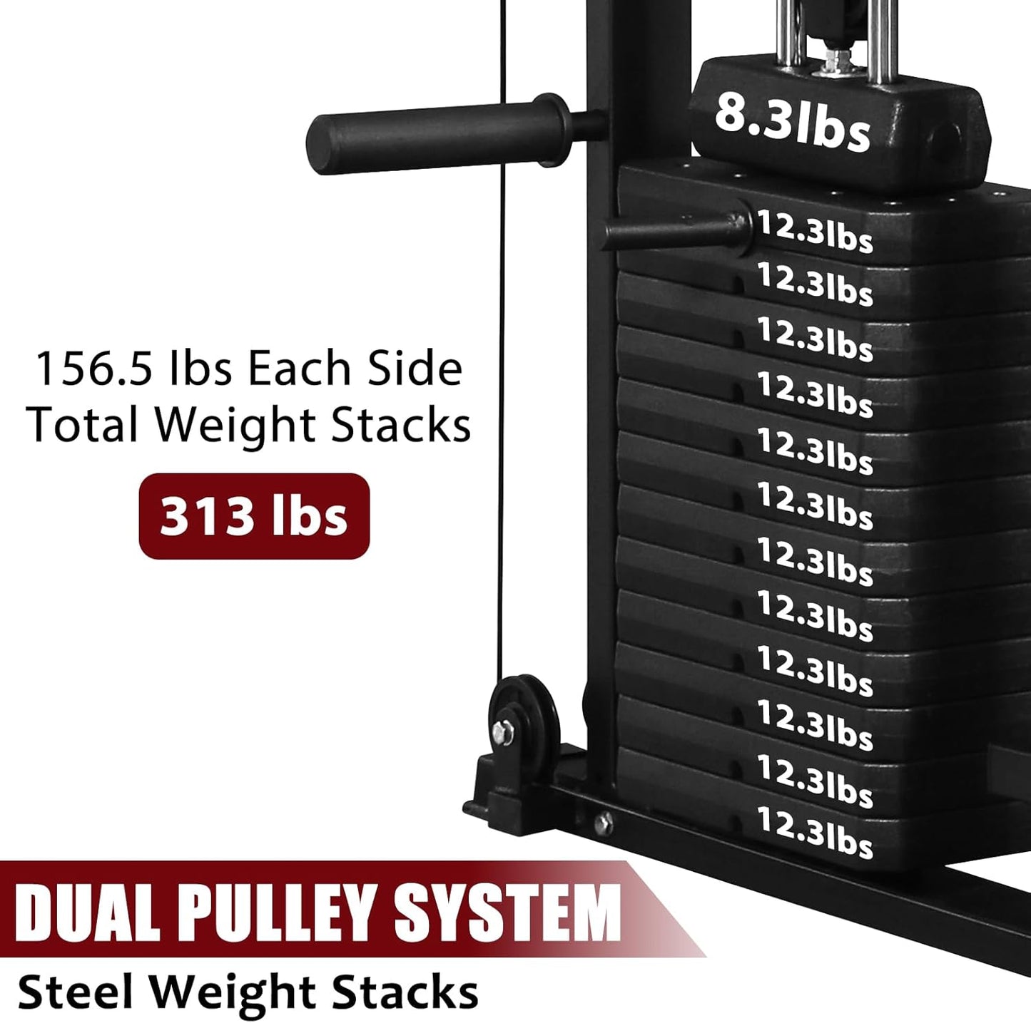 Smith Machine with Chest Fly & Leg Press, All-in-One Home Gym Power Cage with Weight Stack, Bench and Full Accessory Kit for Total Body Strength Training for Beginners