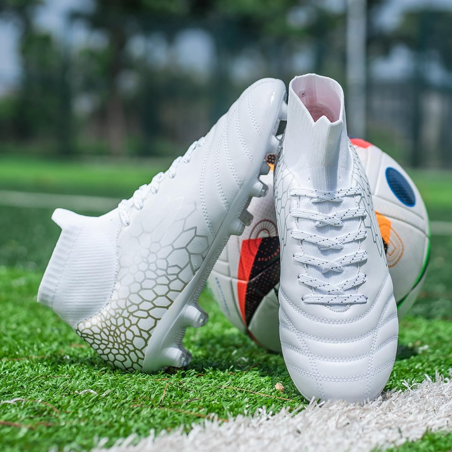 Boys Girls Soccer Cleats Youth Training Football Cleats High-top Soccer Shoes for Little/Big Kid