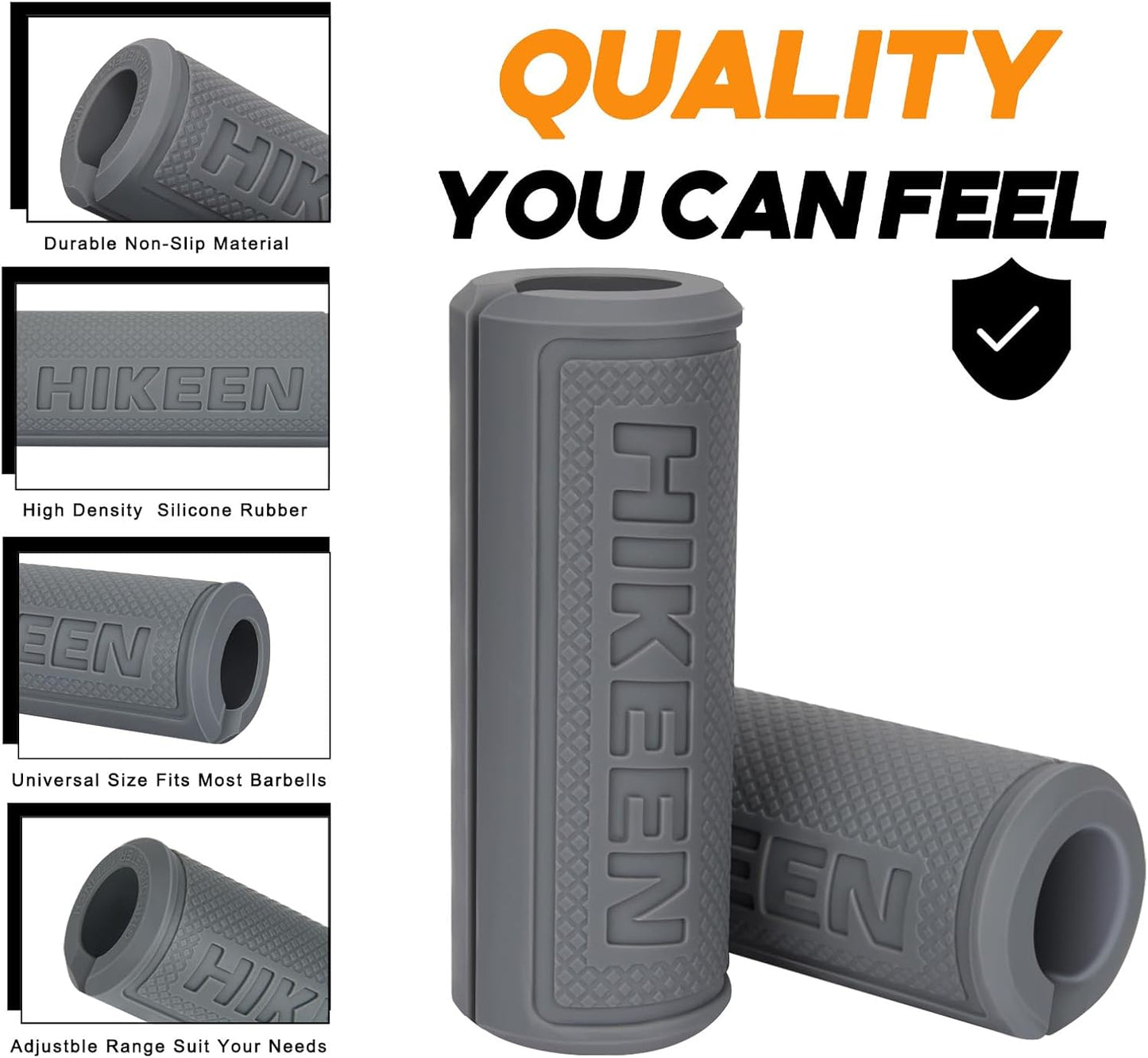 Hikeen Thick Bar Dumbbell Grips,Non Slip Hard Rubber Barbell Grips,Grips for Weight Lifting, Muscle Building-1.77", 2", 2.25" & 2.75" Outer Diameter