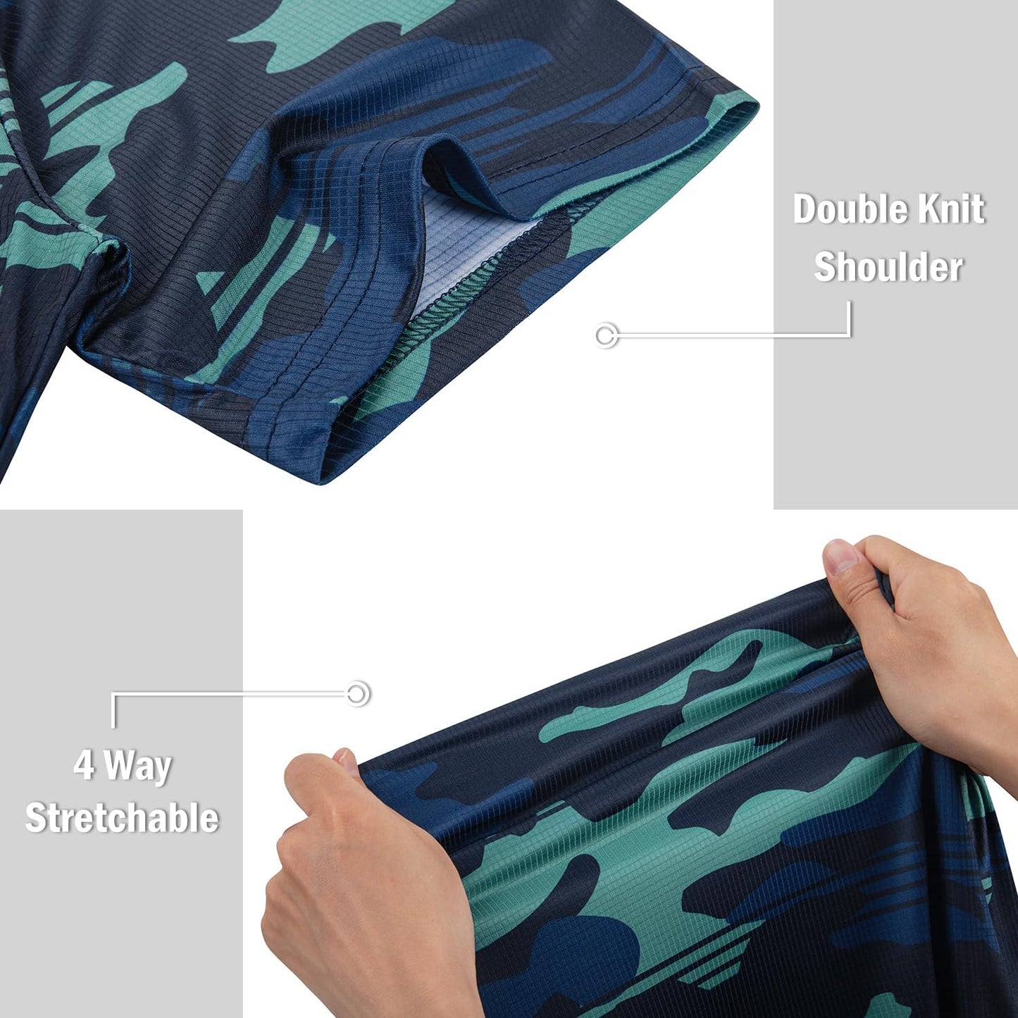 TAPULCO Mens Quick Dry Polo Shirts Camouflage Pattern Performance Athletic Lightweight Breathable Casual Golf Tshirts