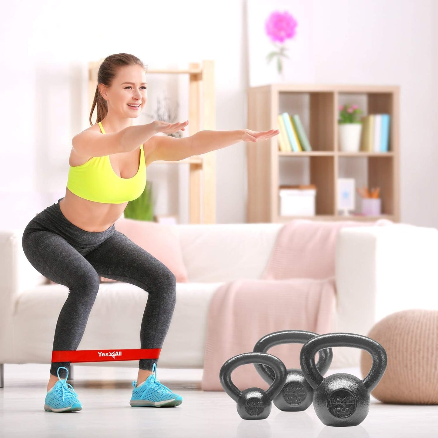 Yes4All Kettlebell Cast Iron Sets 5 - 10 - 15 - 20 - 25 - 30 lbs, Multi-Level from Beginners to Pros Kettlebell Set for Strength Training & Home Gym Equipment