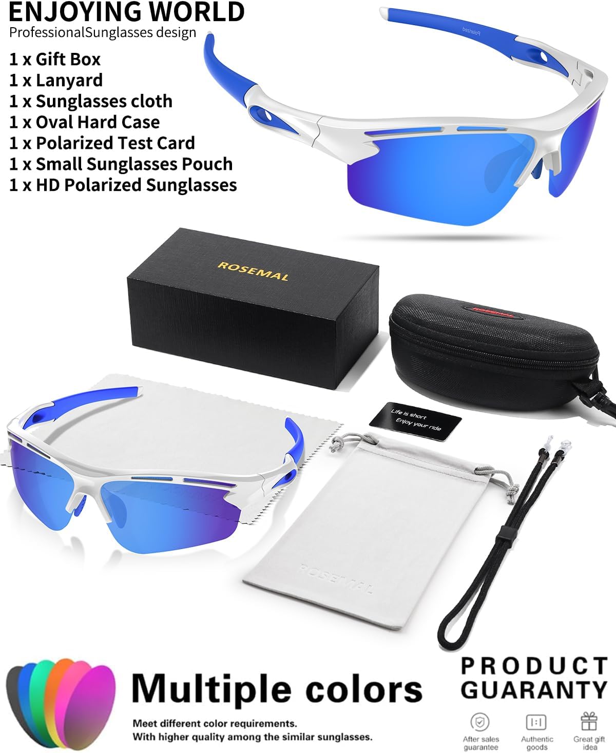 Polarized Sports Sunglasses for Men Women,UV400 Protection Sunglass for Running Cycling Fishing Hiking TR90