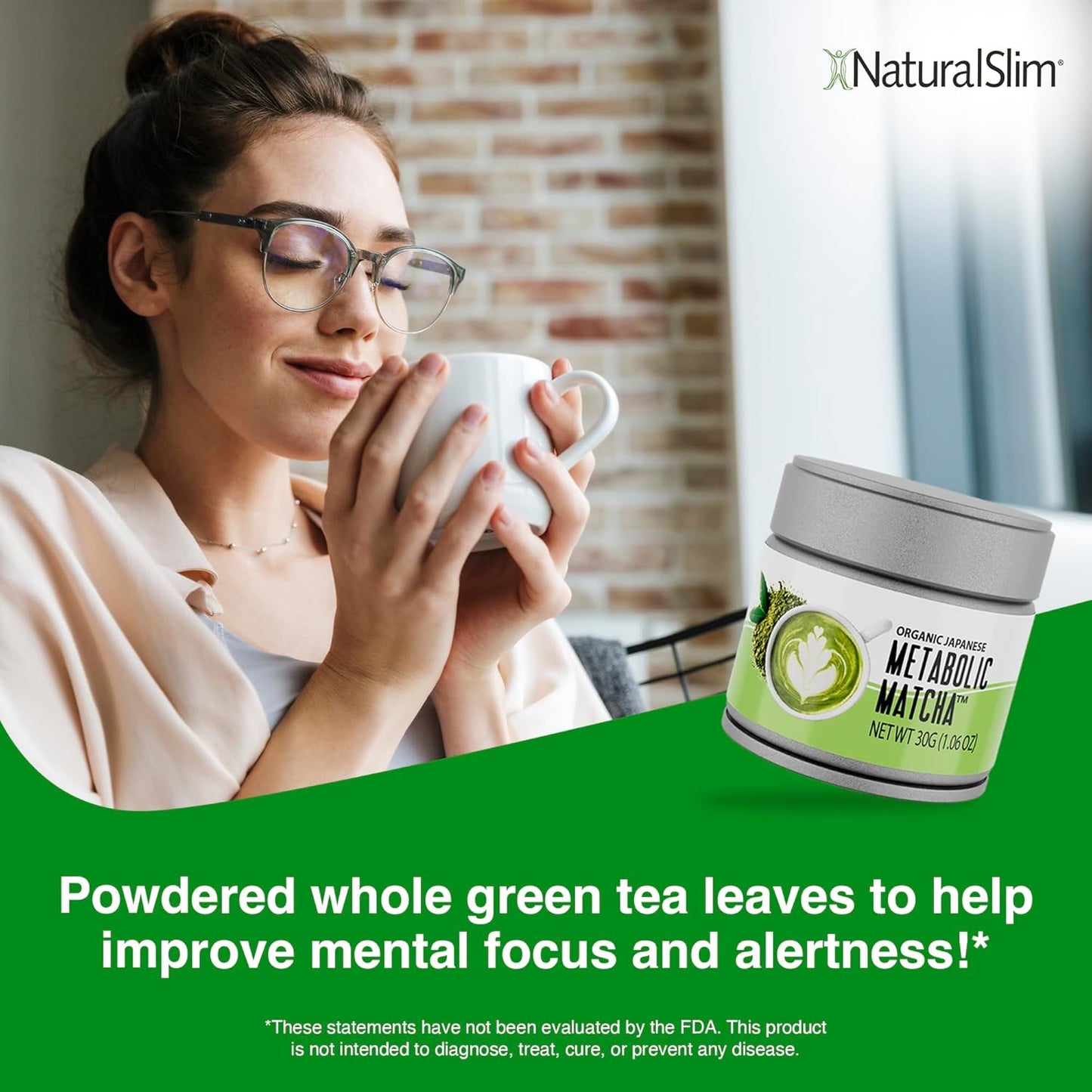Naturalslim Japanese Organic Matcha Powder Green Tea - Metabolic Pure Japanese Matcha Tea Superfood with L-Theanine & Antioxidants for Metabolism, Energy, & Concentration - 30g