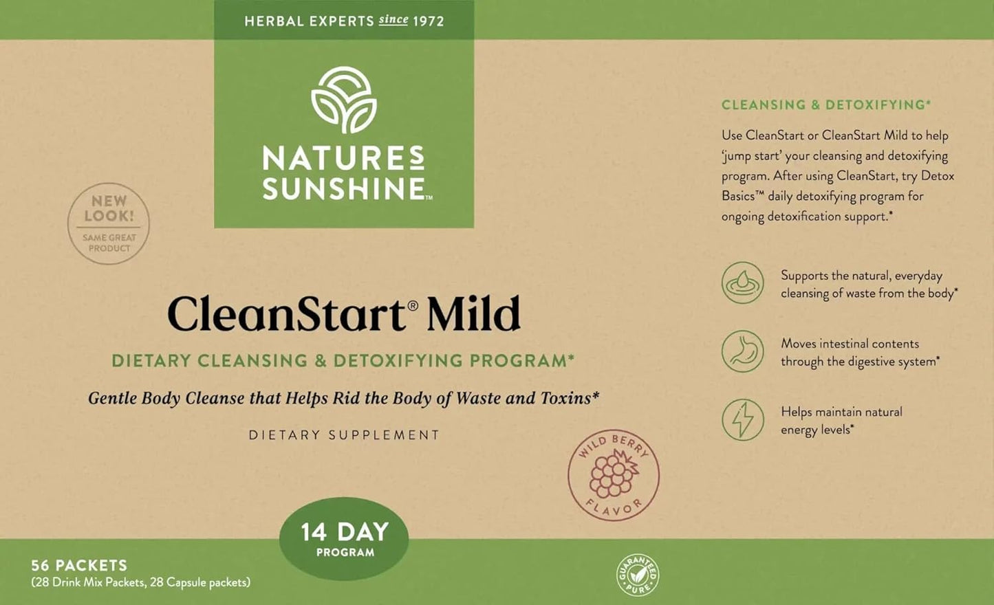 Nature's Sunshine CleanStart Mild, 56 Packets | Powerful Herbal Detox that Supports Natural, Everyday Cleansing of Waste from the Body