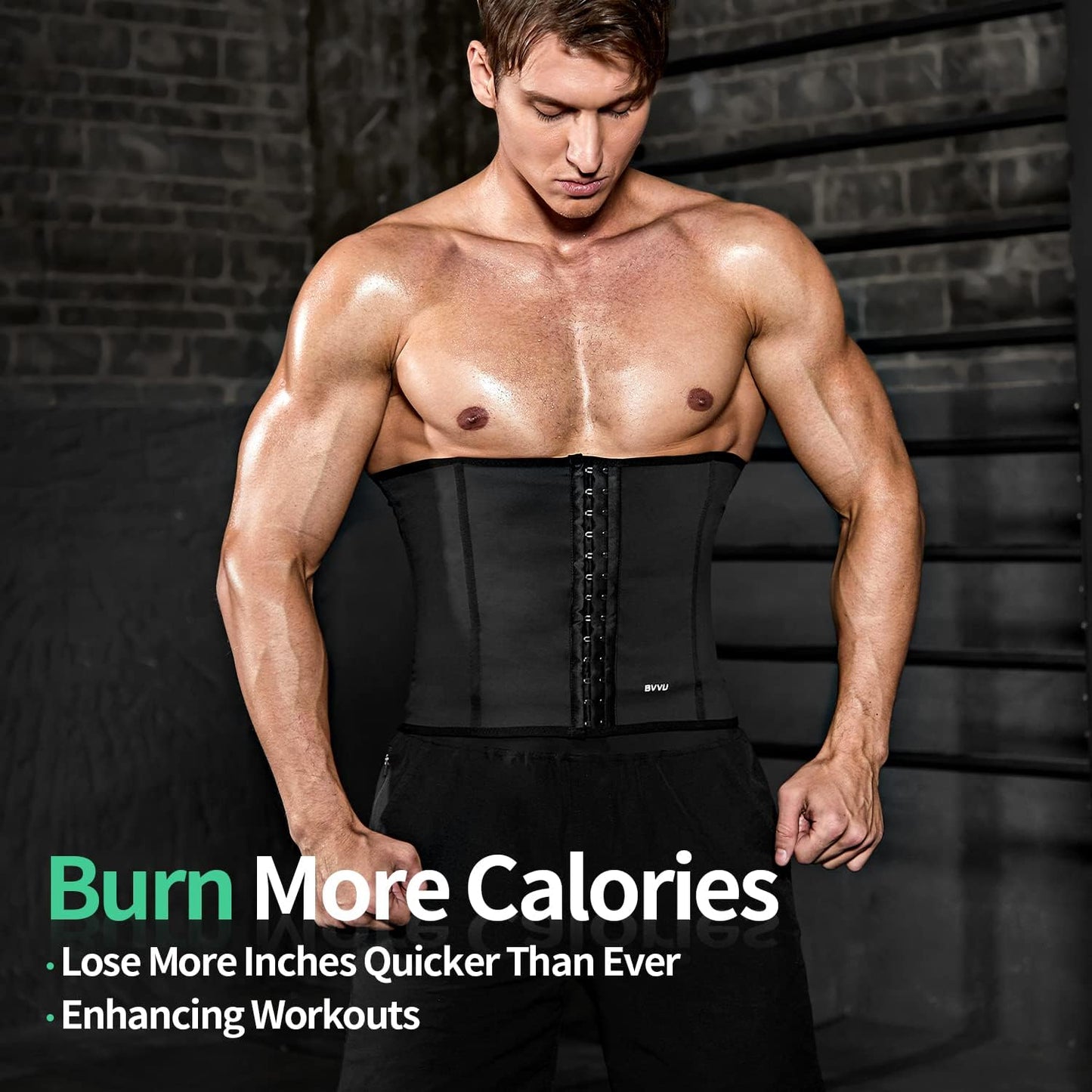 BVVU Waist Trainer for Men Waist Trimmer Tummy Control Sauna Sweat Belt Stomach Wrap Lower Belly Fat Back Support