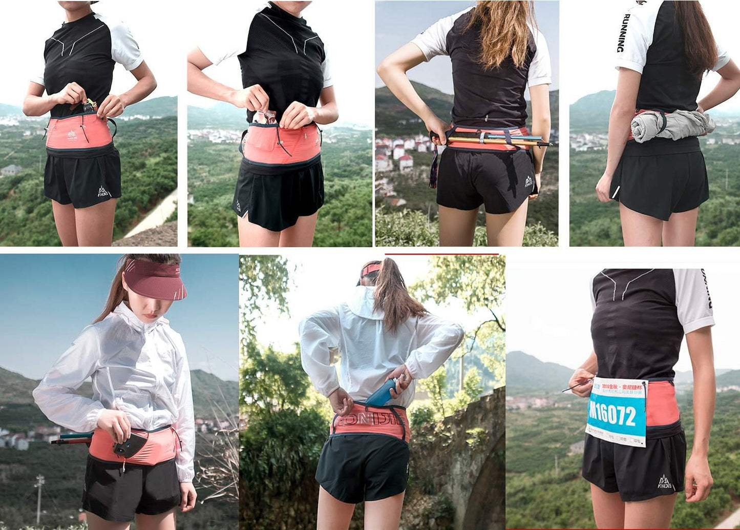 AONIJIE Lovtour Running Belt Waist Pack, Flip Waist Belt,with 250ml Soft Water Bottle Free and Lightweight for Marathon Climbing Jogging Cycling Workout Fitness Mobile Phone Holder