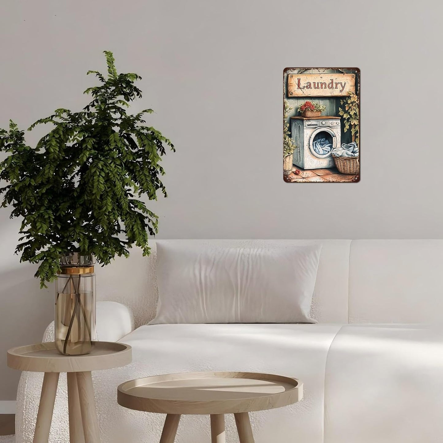 Vintage Laundry Room Tin Sign Retro Metal Poster Funny Laundry Wall Art Cafe Toilet Farm Room Garden Plaque Outdoor Farmhouse Decor Bathroom Restroom 12 * 8inch