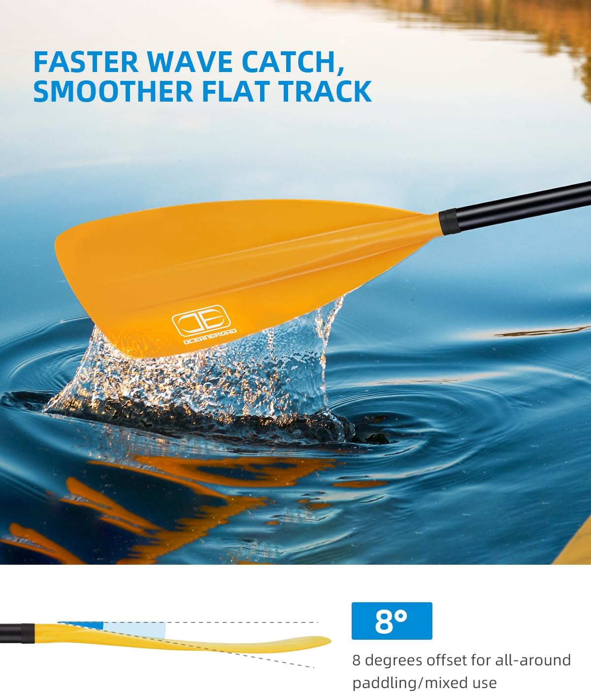 OCEANBROAD SUP Paddle - Adjustable Stand-Up Paddle for Paddleboard Kayak, Adjustable Aluminum Alloy Shaft with Reinforced Nylon Blades