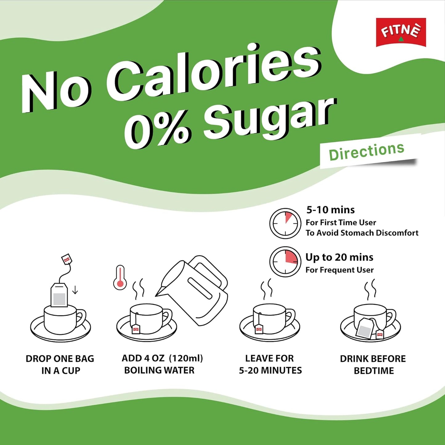 FITNE Green Tea Herbal Honey Lemon With Garcinia Senna Infusion Gentle Detox Cleanse High Antioxidant No Calories Stevia Sweetener, 15 Tea Bags