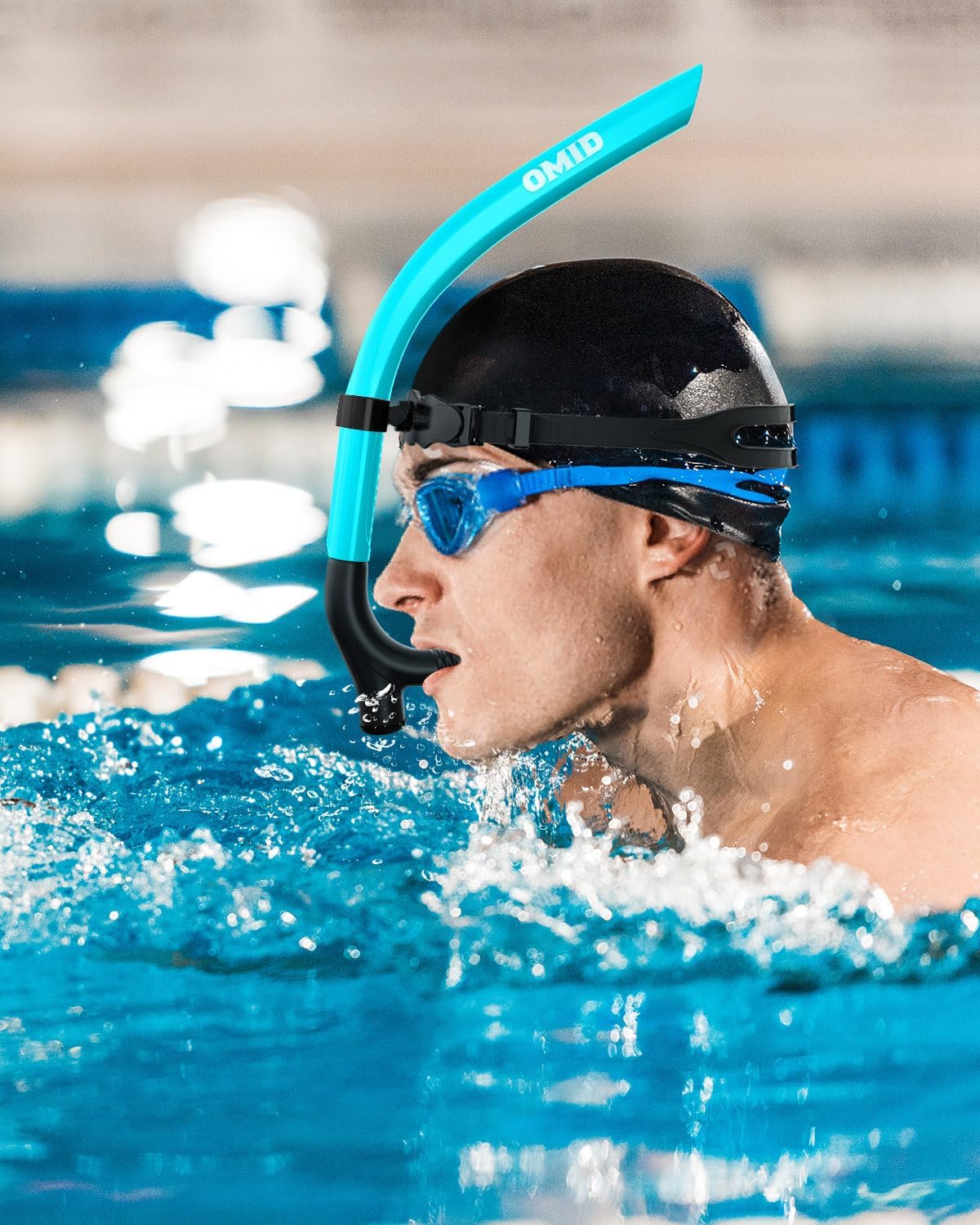 OMID SN1 Snorkel for Adult Youth, Diving Snorkel with One-Way Purge Valve, Food-Grade Silicone Mouthpiece